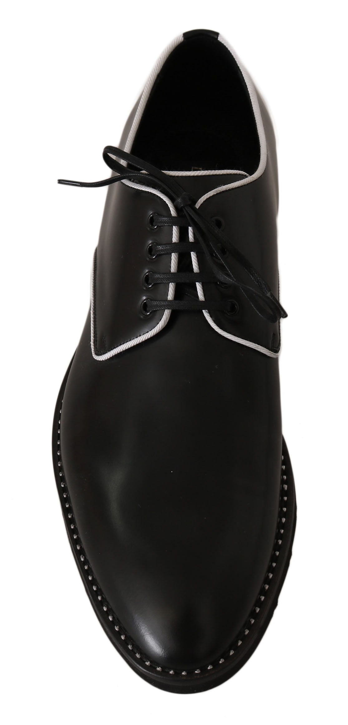 Schwarze Derby-Schuhe aus weißem Leder