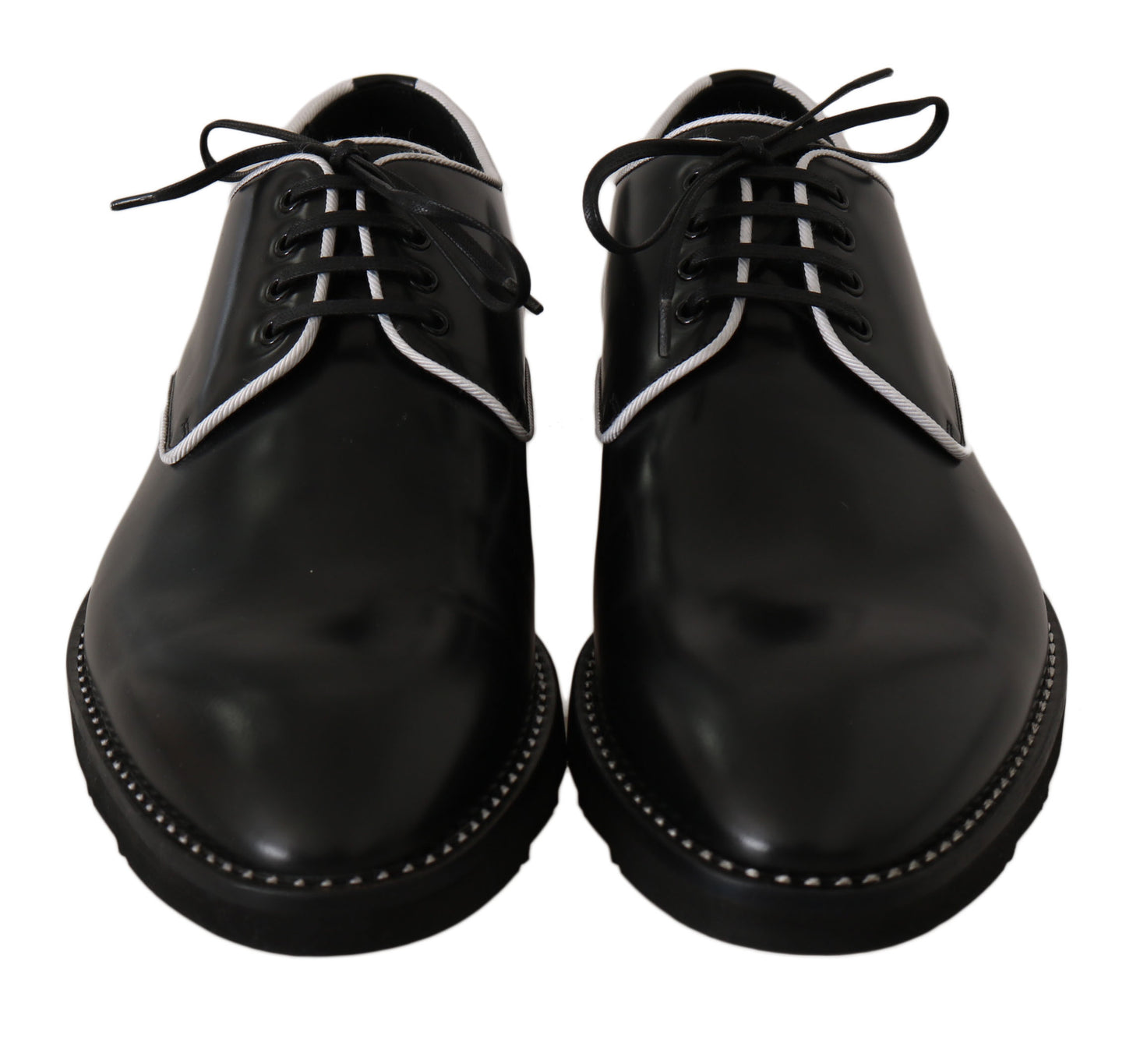 Schwarze Derby-Schuhe aus weißem Leder