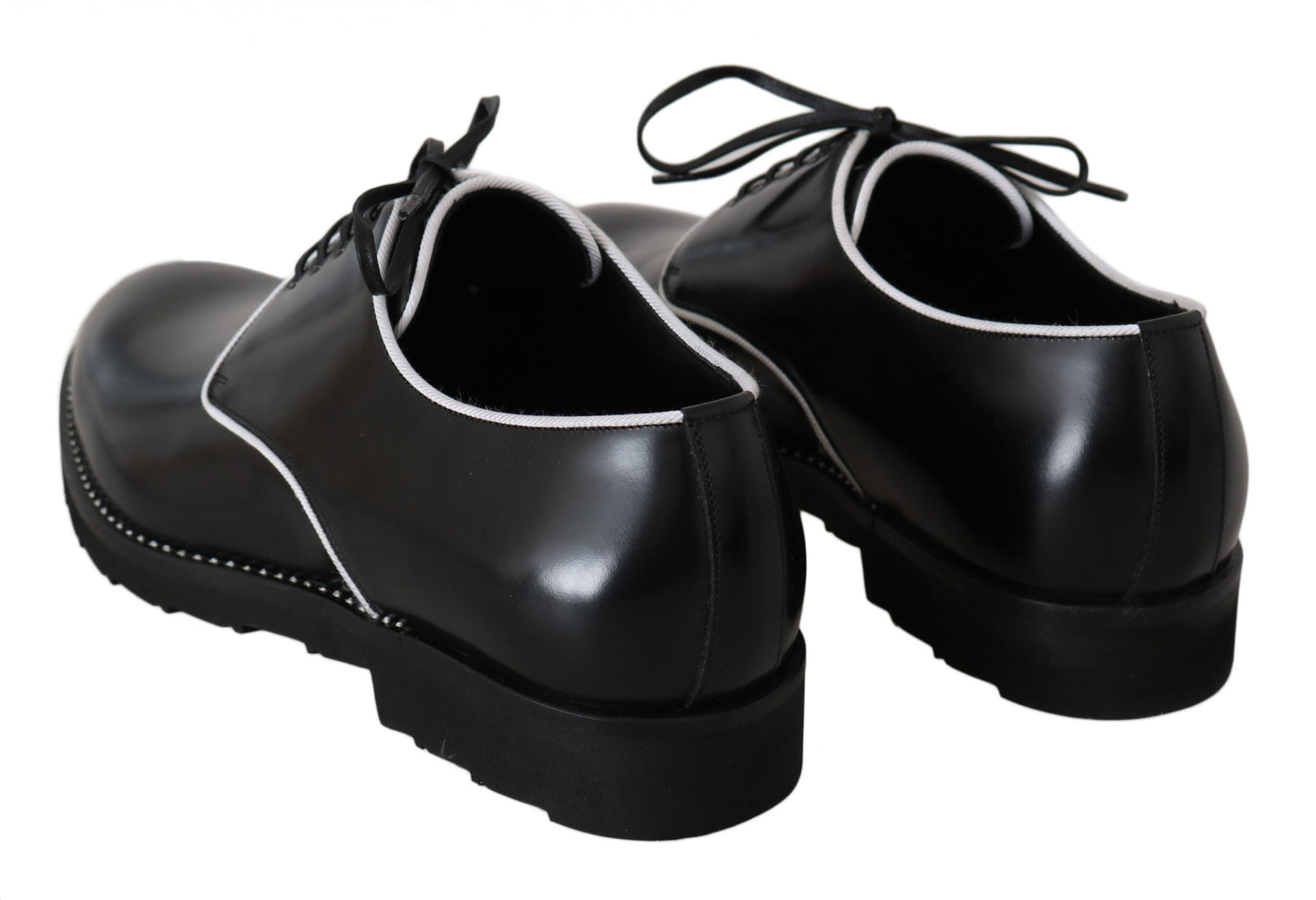 Schwarze Derby-Schuhe aus weißem Leder