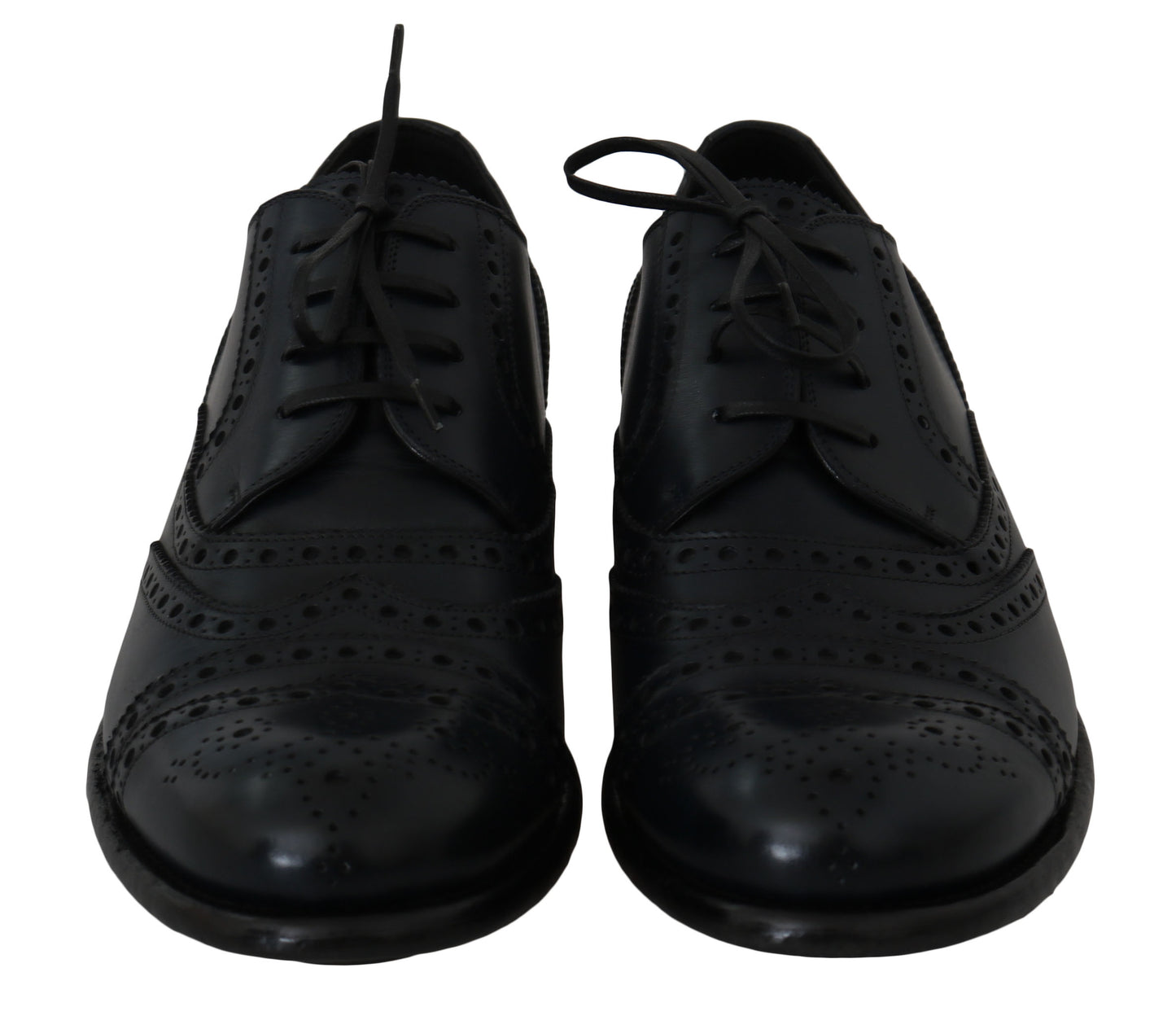 Dunkelblaue Oxford-Schuhe aus Leder mit Flügelkappe