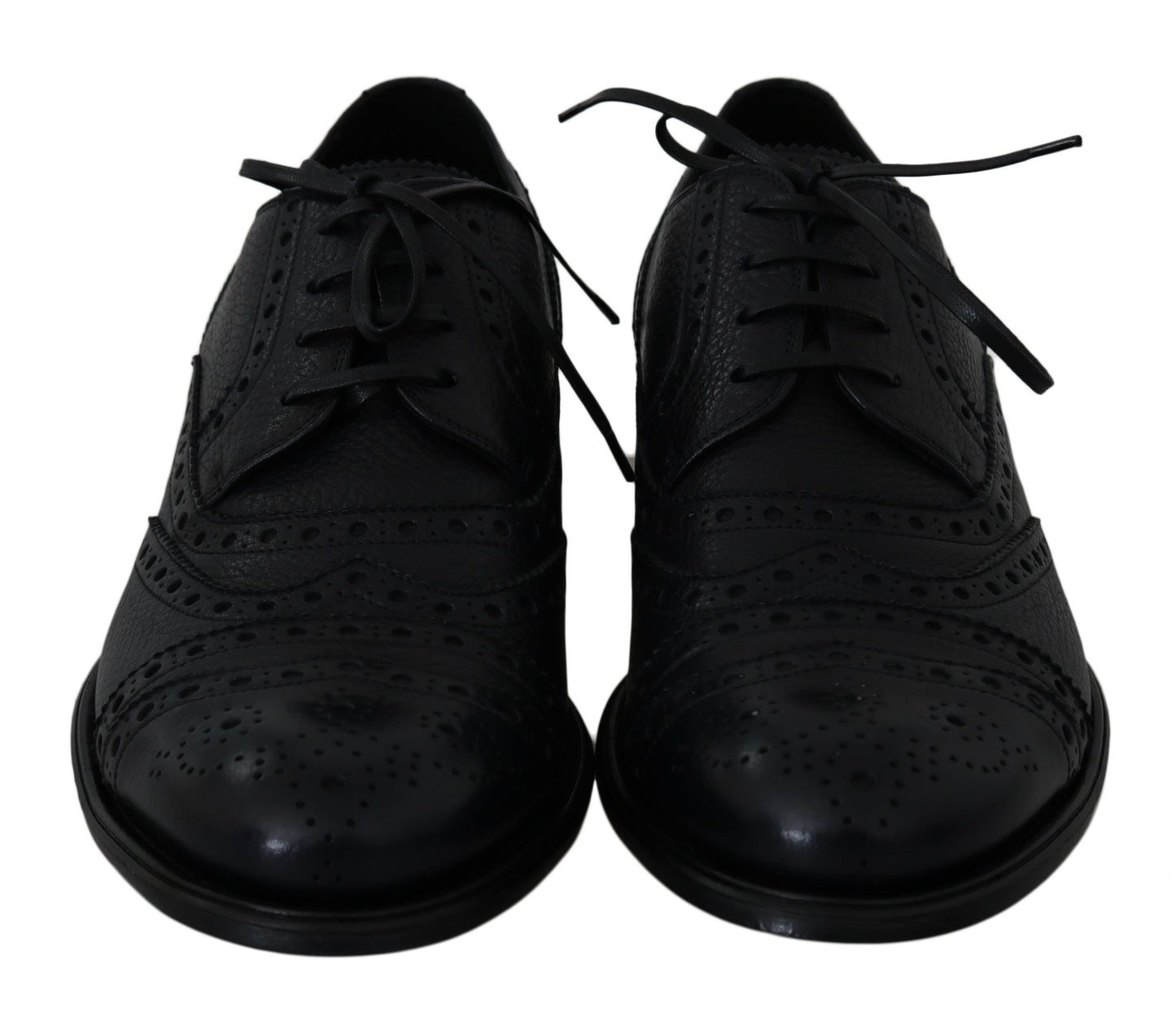 Blaue Oxford-Schuhe aus Leder mit Flügelkappe
