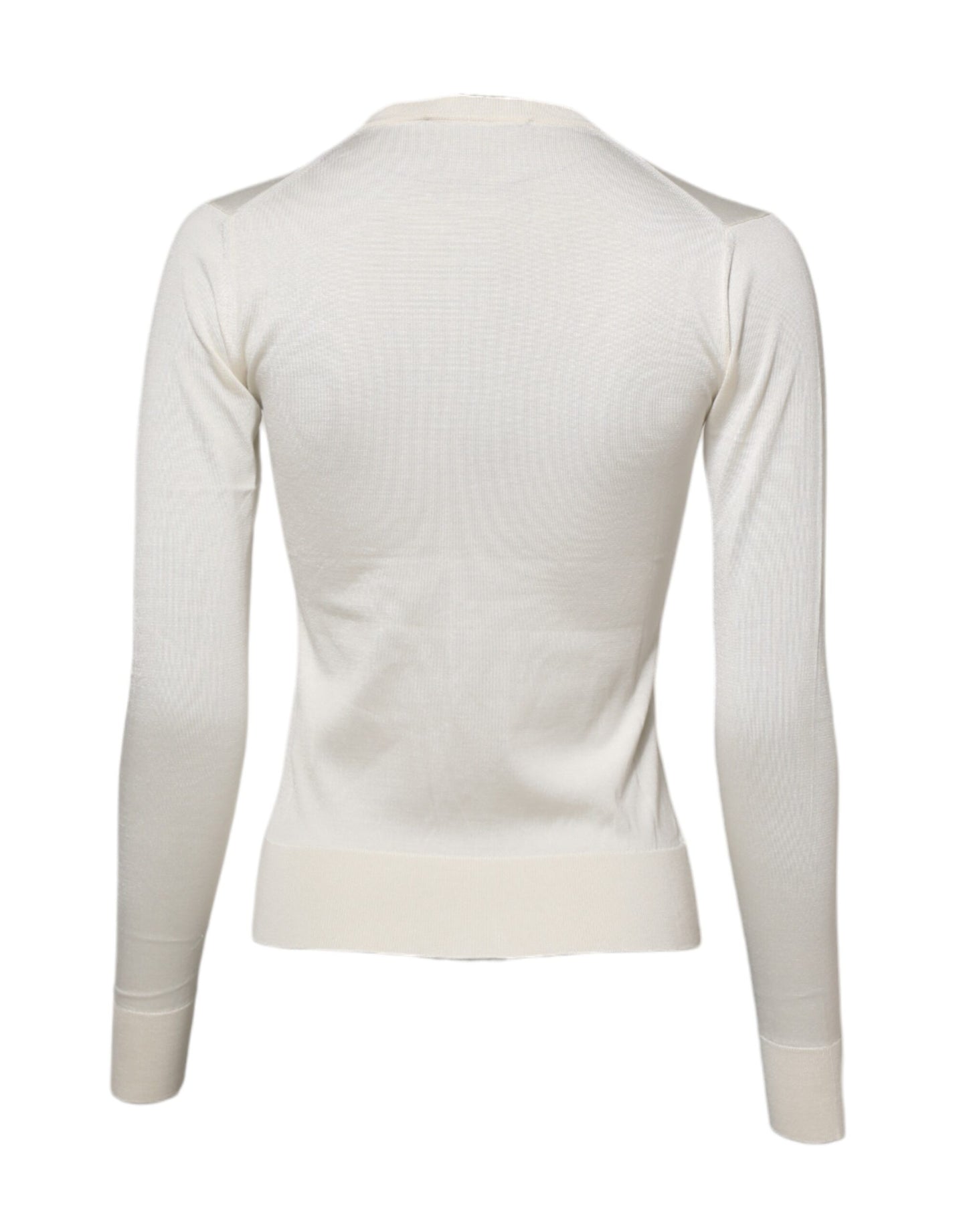 Weißer Cardigan aus Seide mit Lilienverzierung
