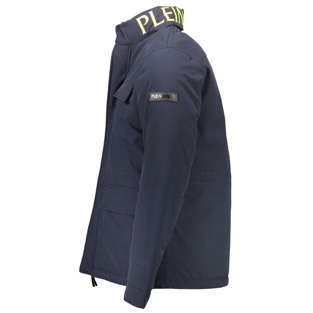 Blaue Polyesterjacke
