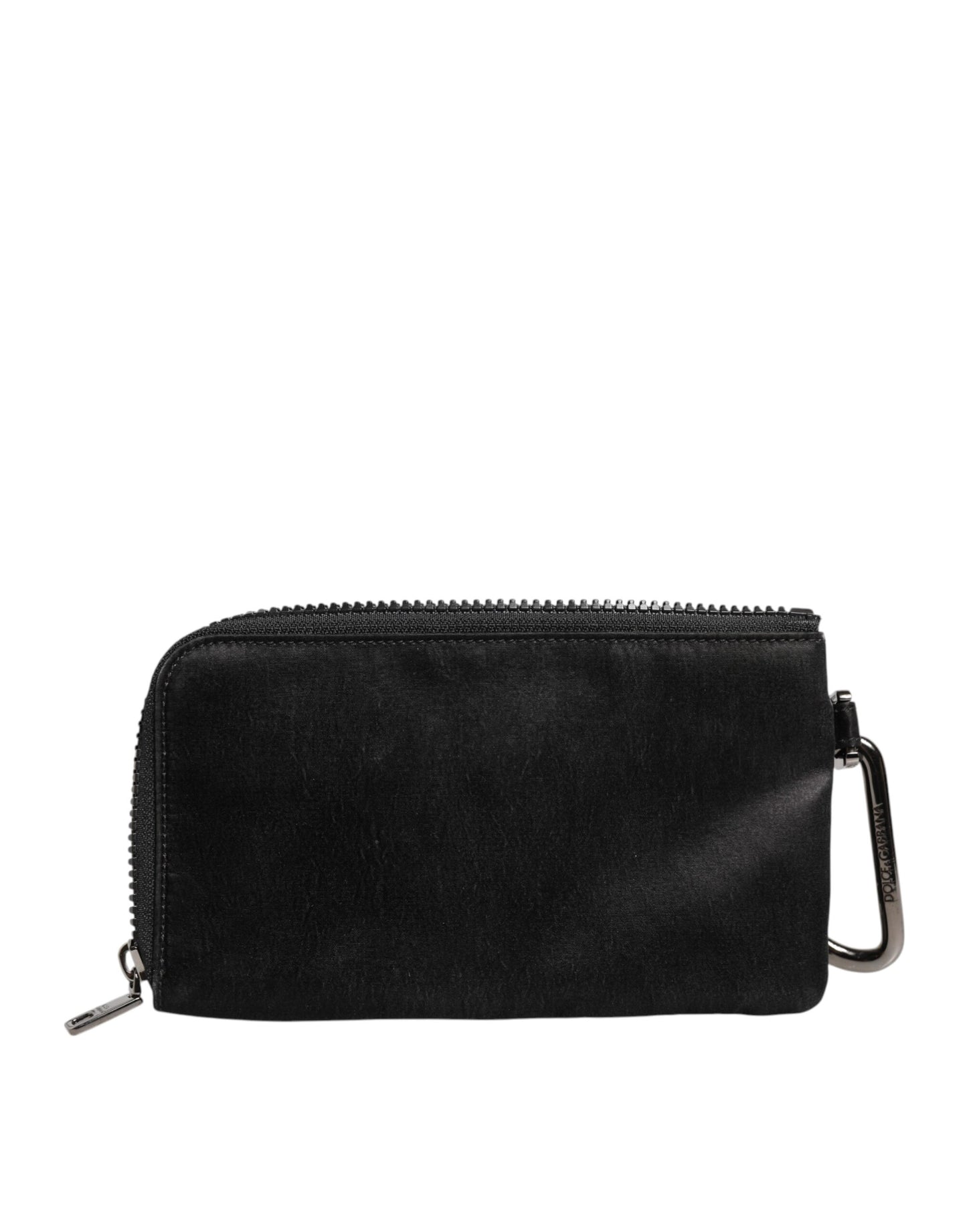 Schwarze Clutch aus Nylon mit Schlüsselring und Logo-Schild