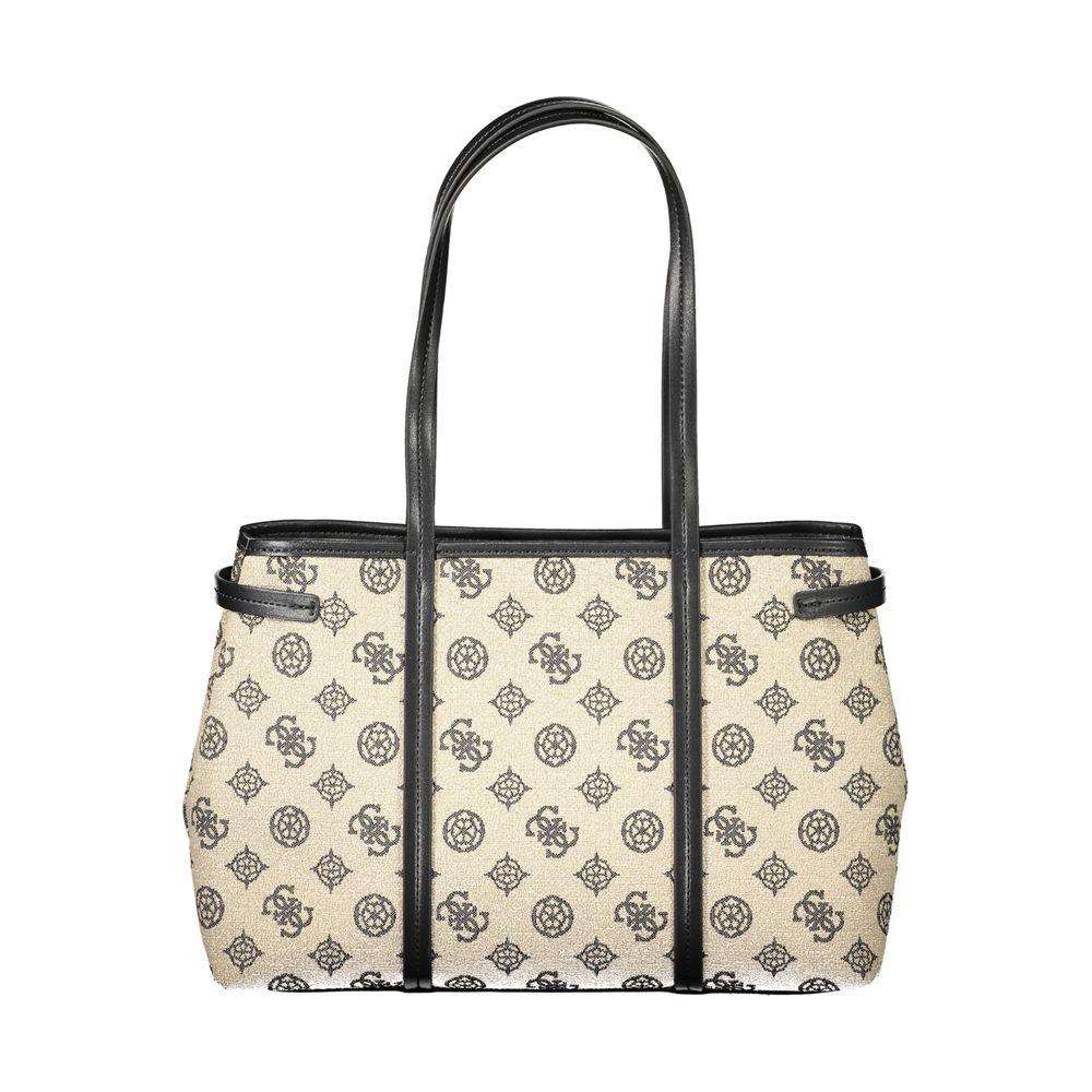 Beige Damenhandtasche aus Baumwolle