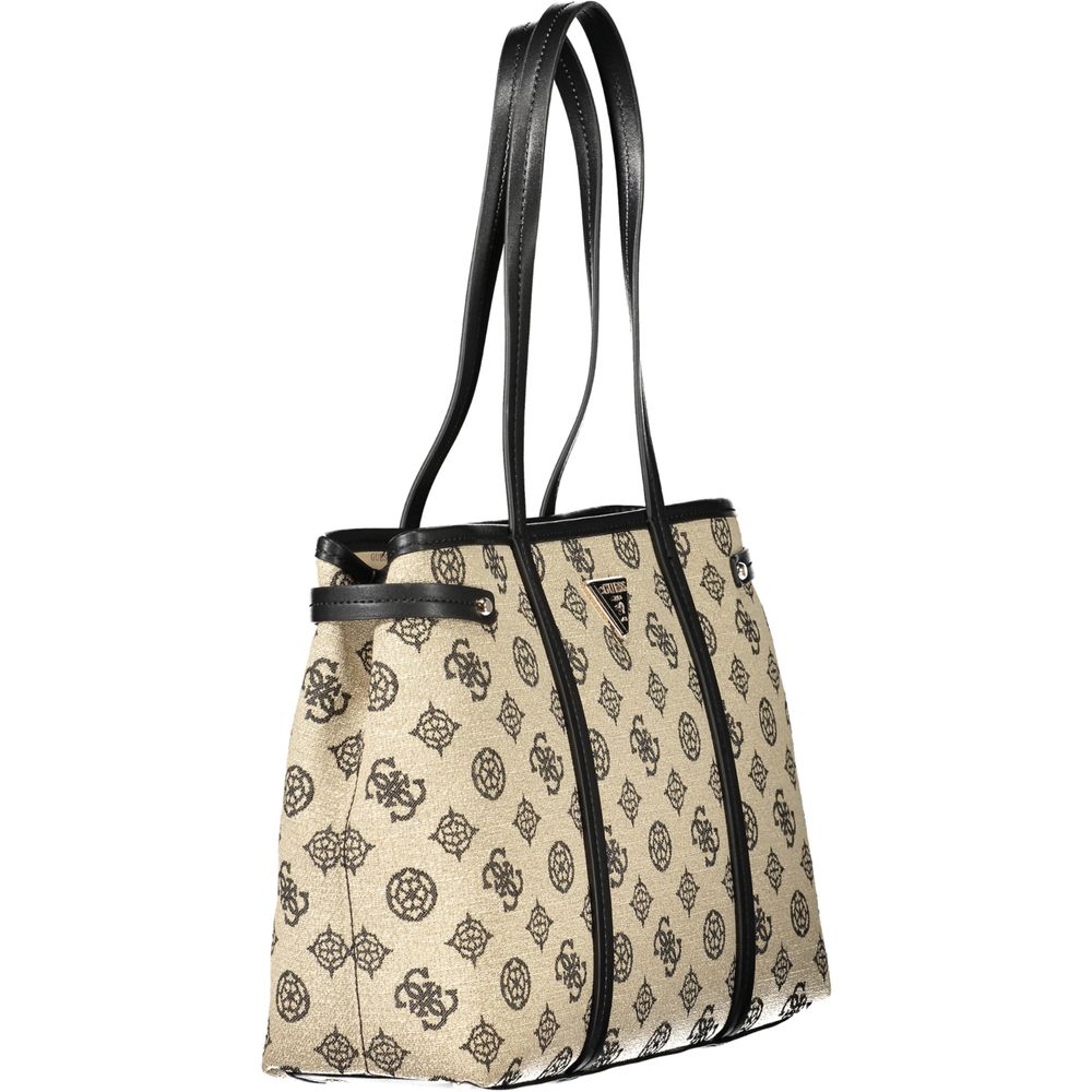 Beige Damenhandtasche aus Baumwolle