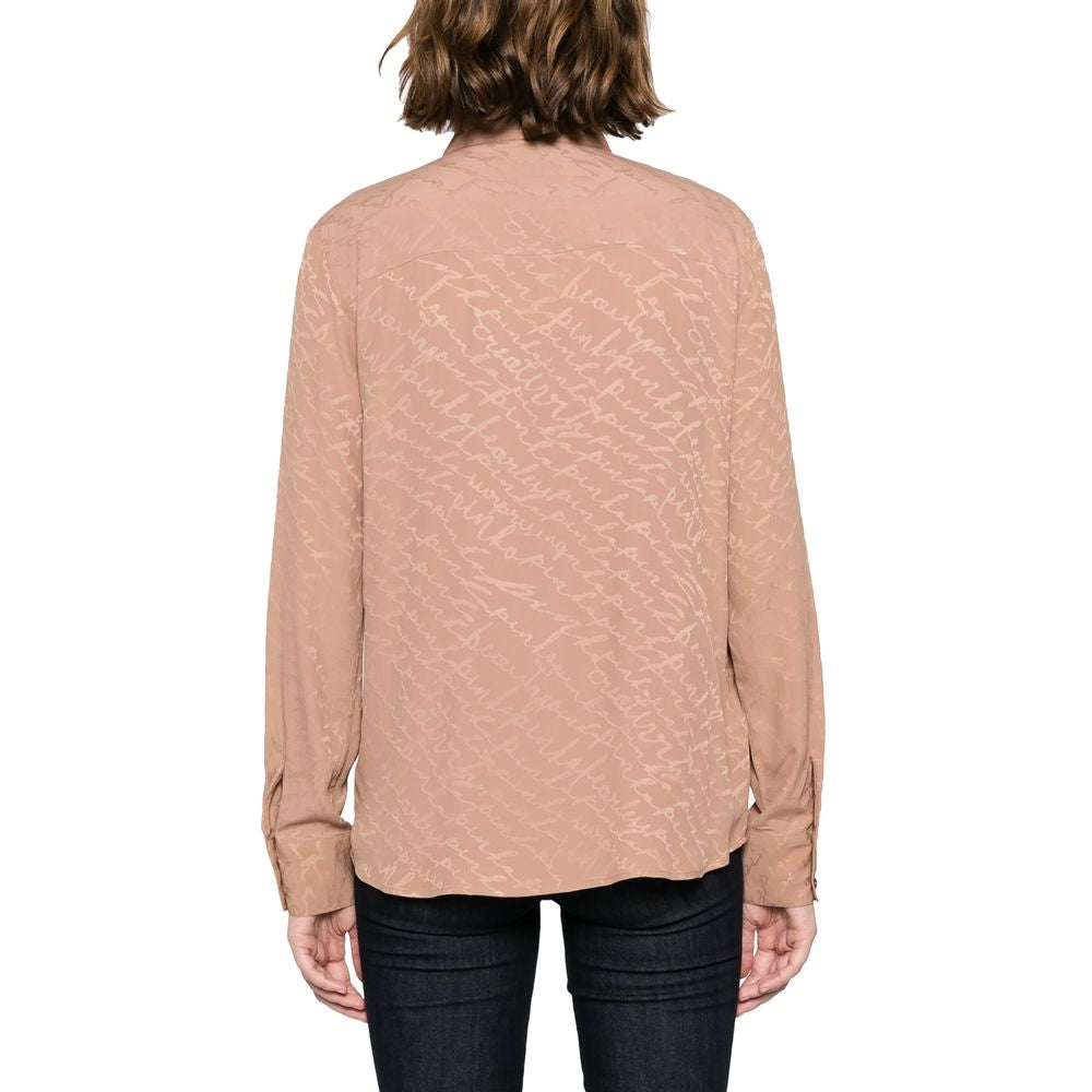 Beige Seidenbluse für Damen