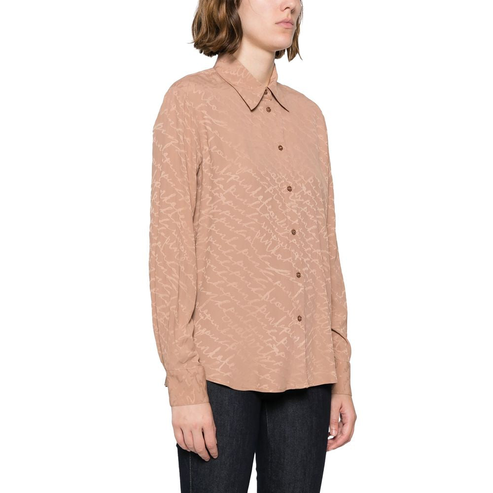 Beige Seidenbluse für Damen