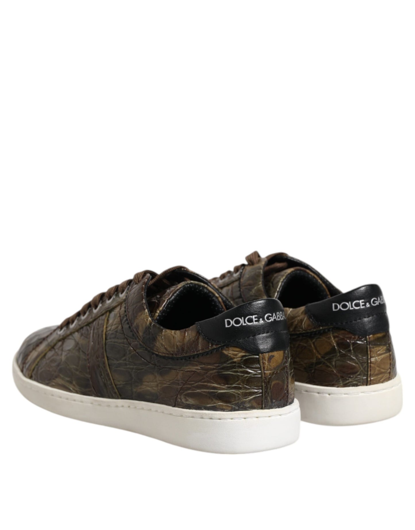 Braune exotische Leder Low Top Sneakers Schuhe