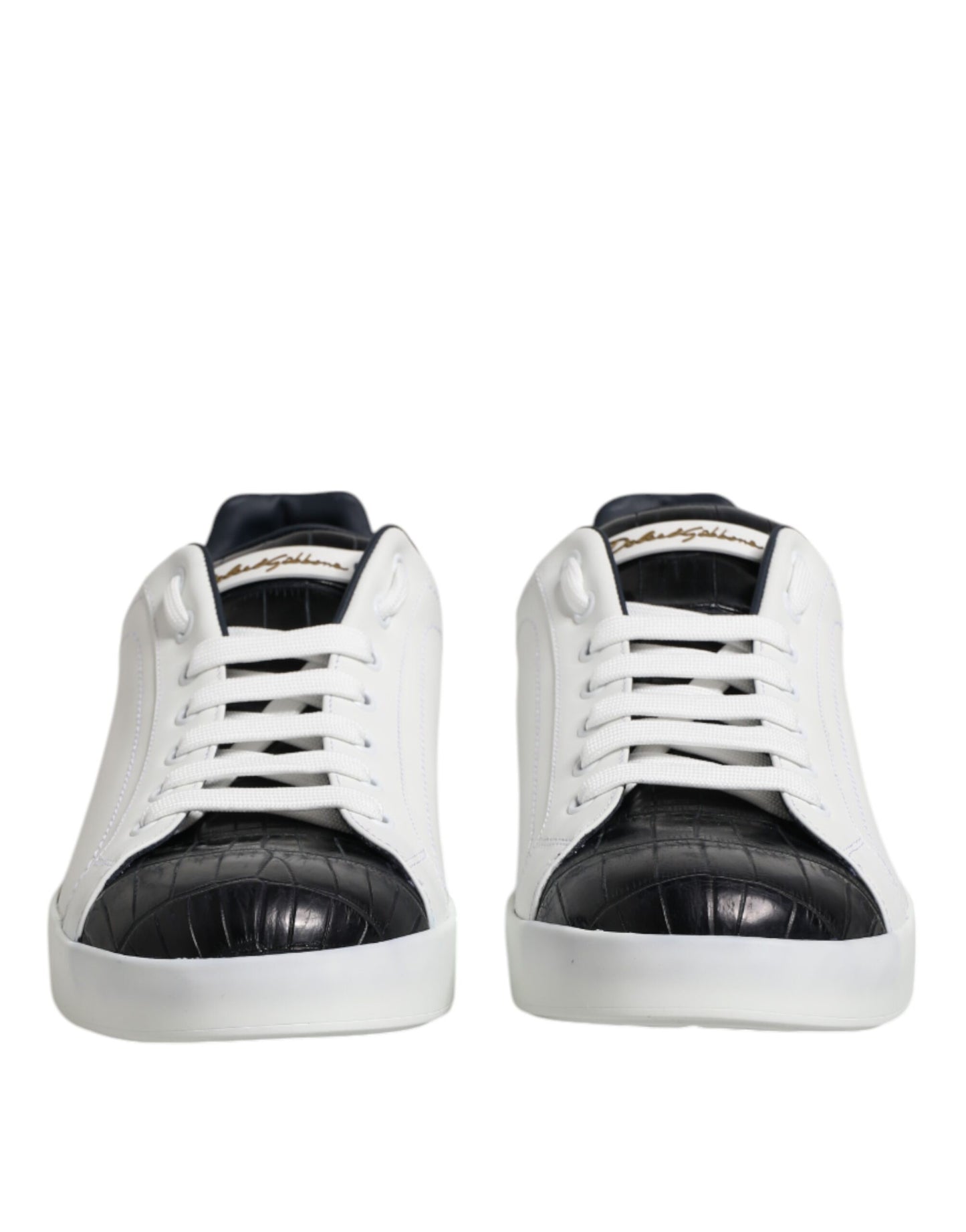 Weiß-schwarze Portofino-Sneaker aus Leder