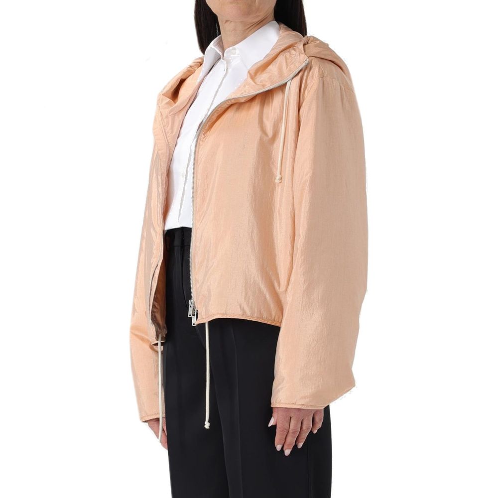 Kapuzenjacke aus Seidenmischung mit Reißverschluss