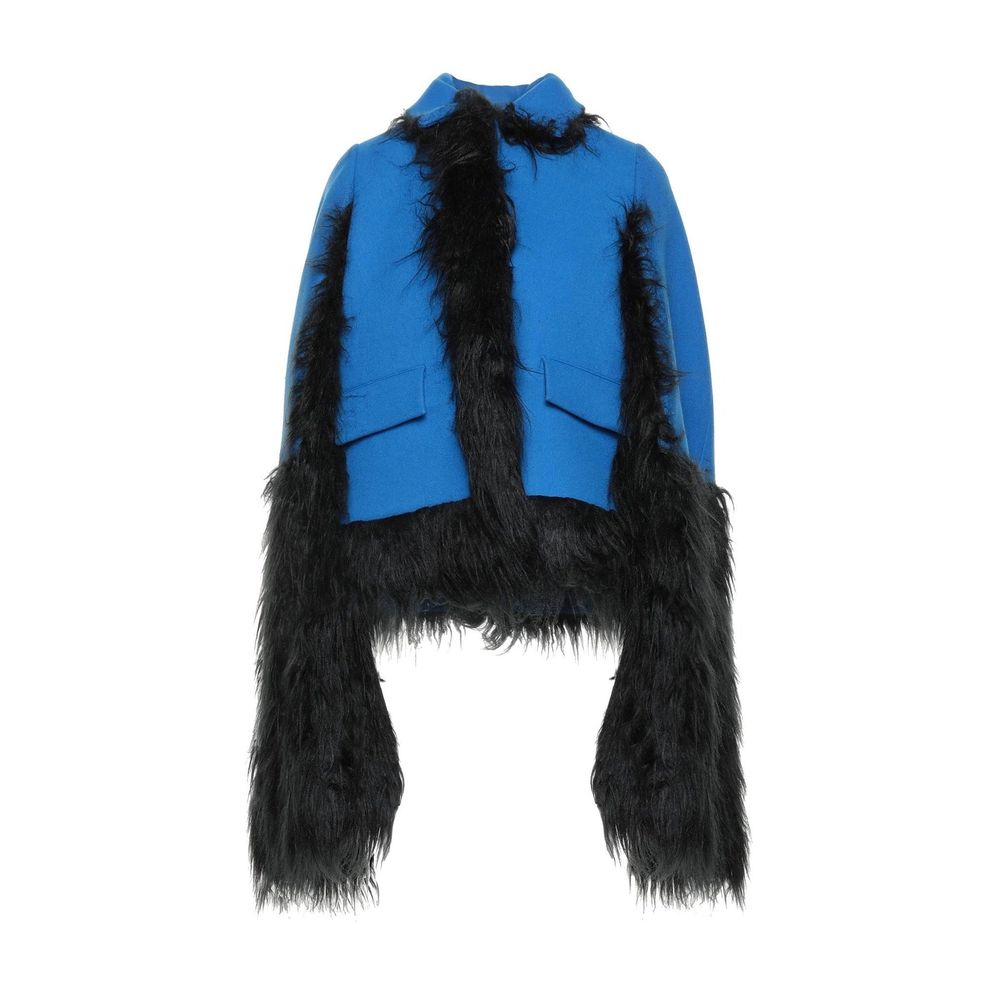 Cape-Jacke mit Kunstpelzbesatz