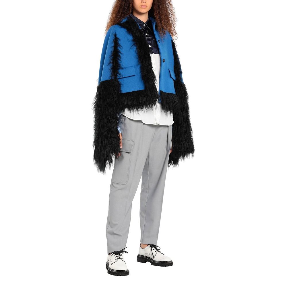 Cape-Jacke mit Kunstpelzbesatz