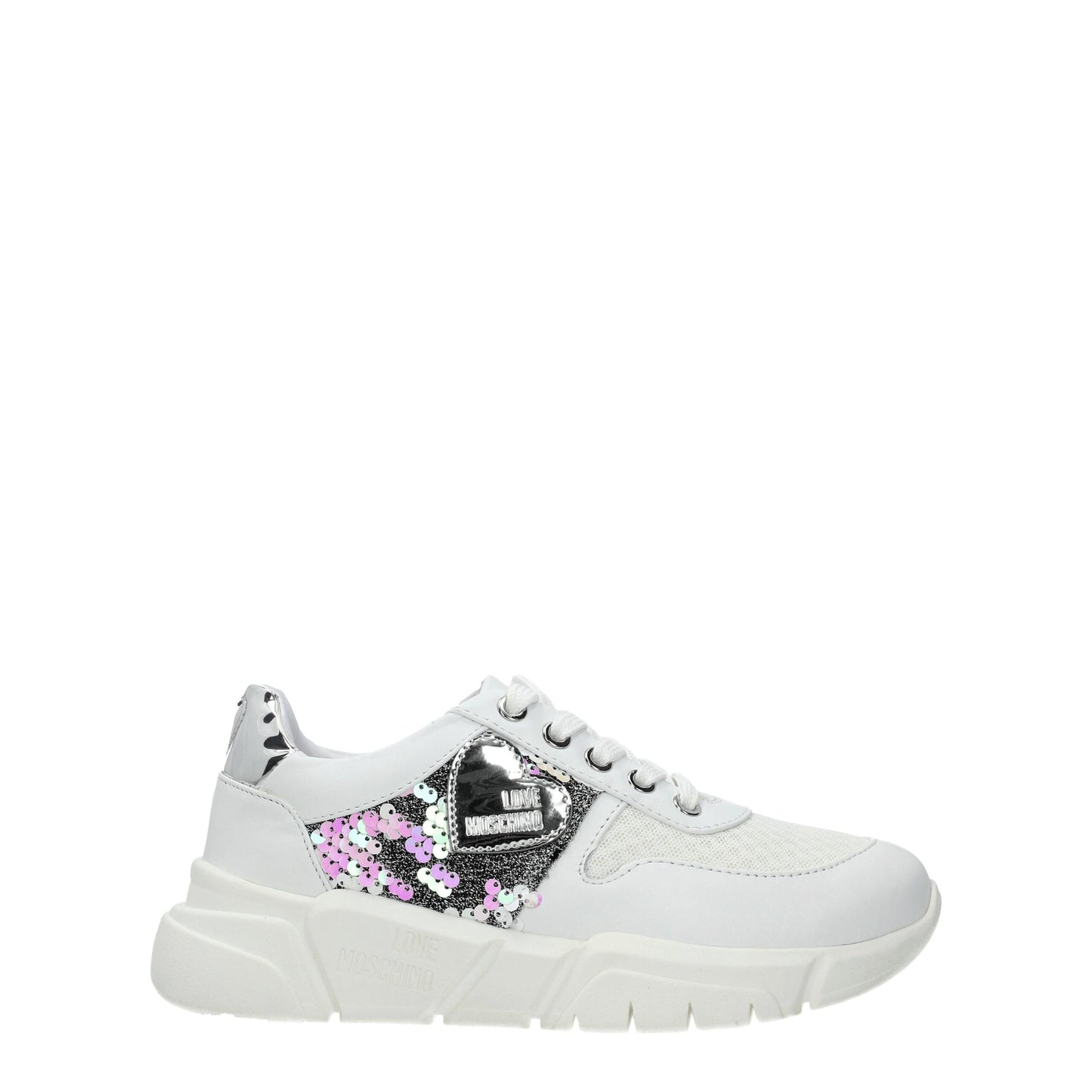 Weiße, klobige Stoff-Sneaker