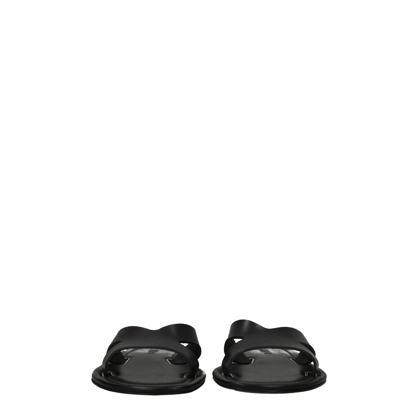 Schwarze Leder-Slipper-Sandalen