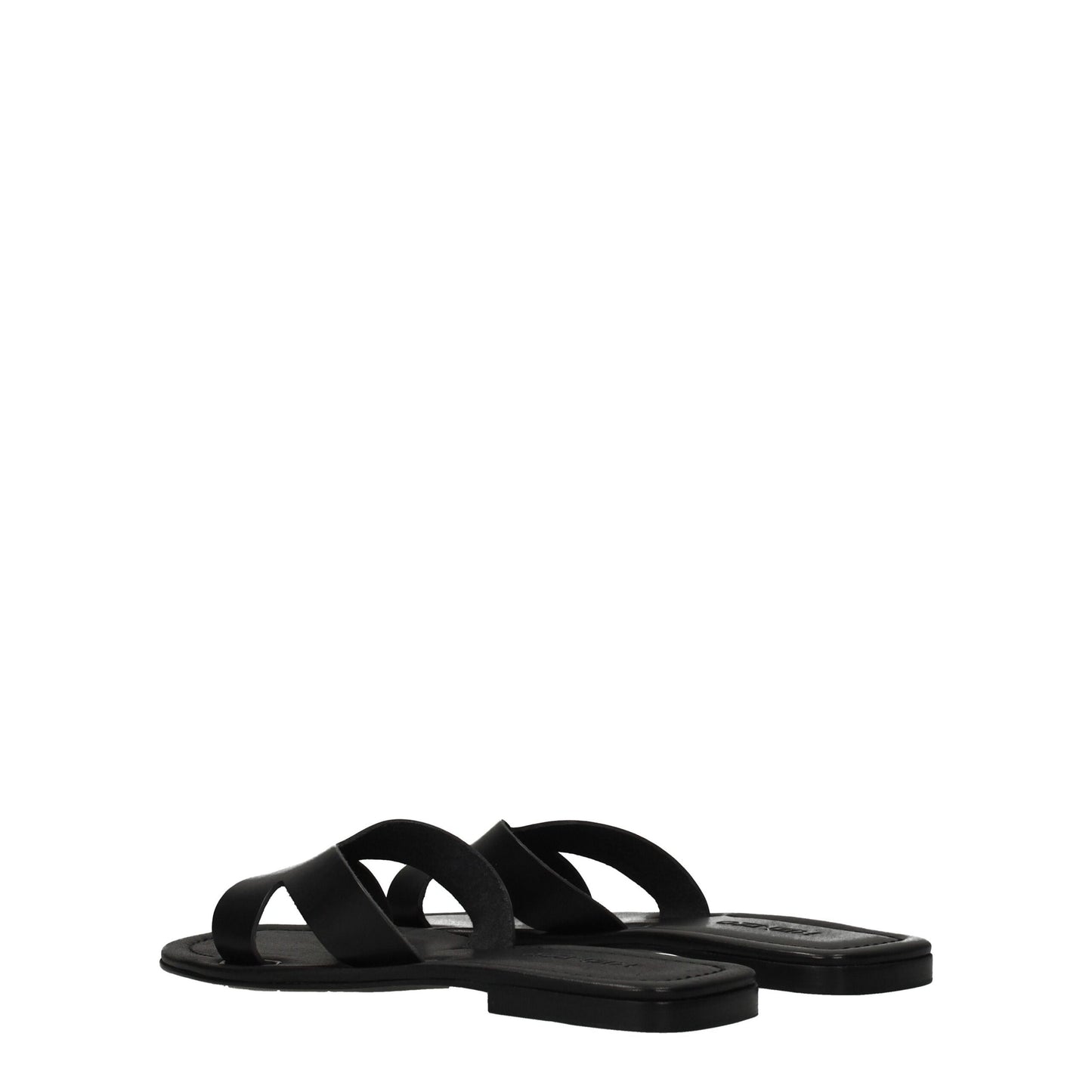 Schwarze Leder-Slipper-Sandalen