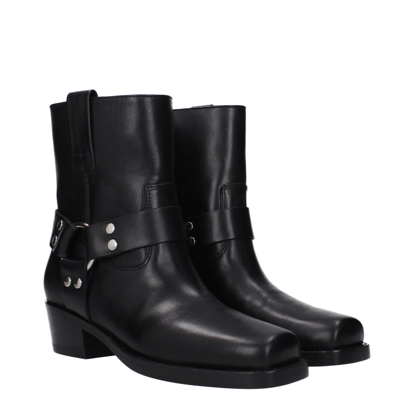 Black Leather Ankle Boots