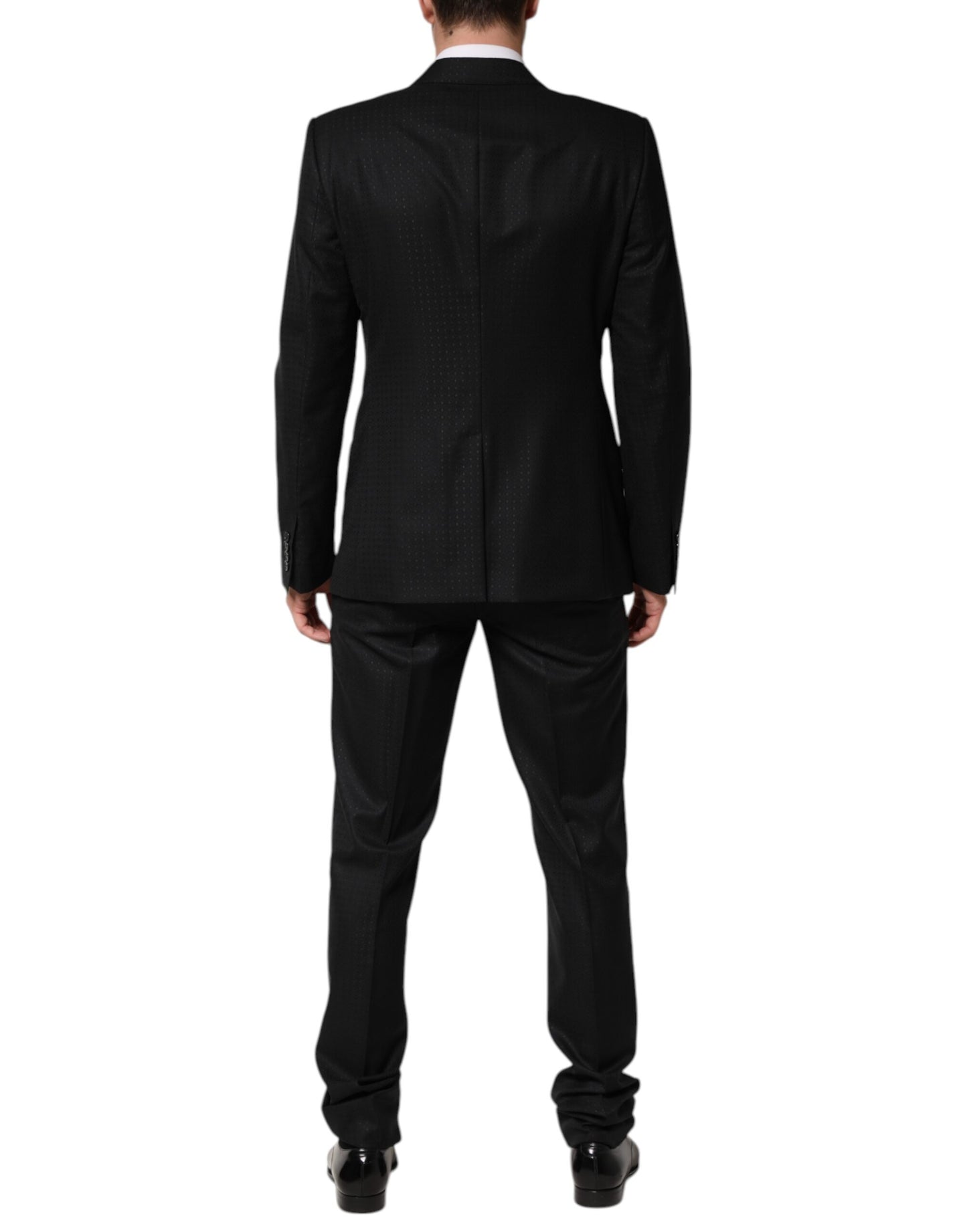 Schwarzer einreihiger 2-teiliger Jacquard-Anzug