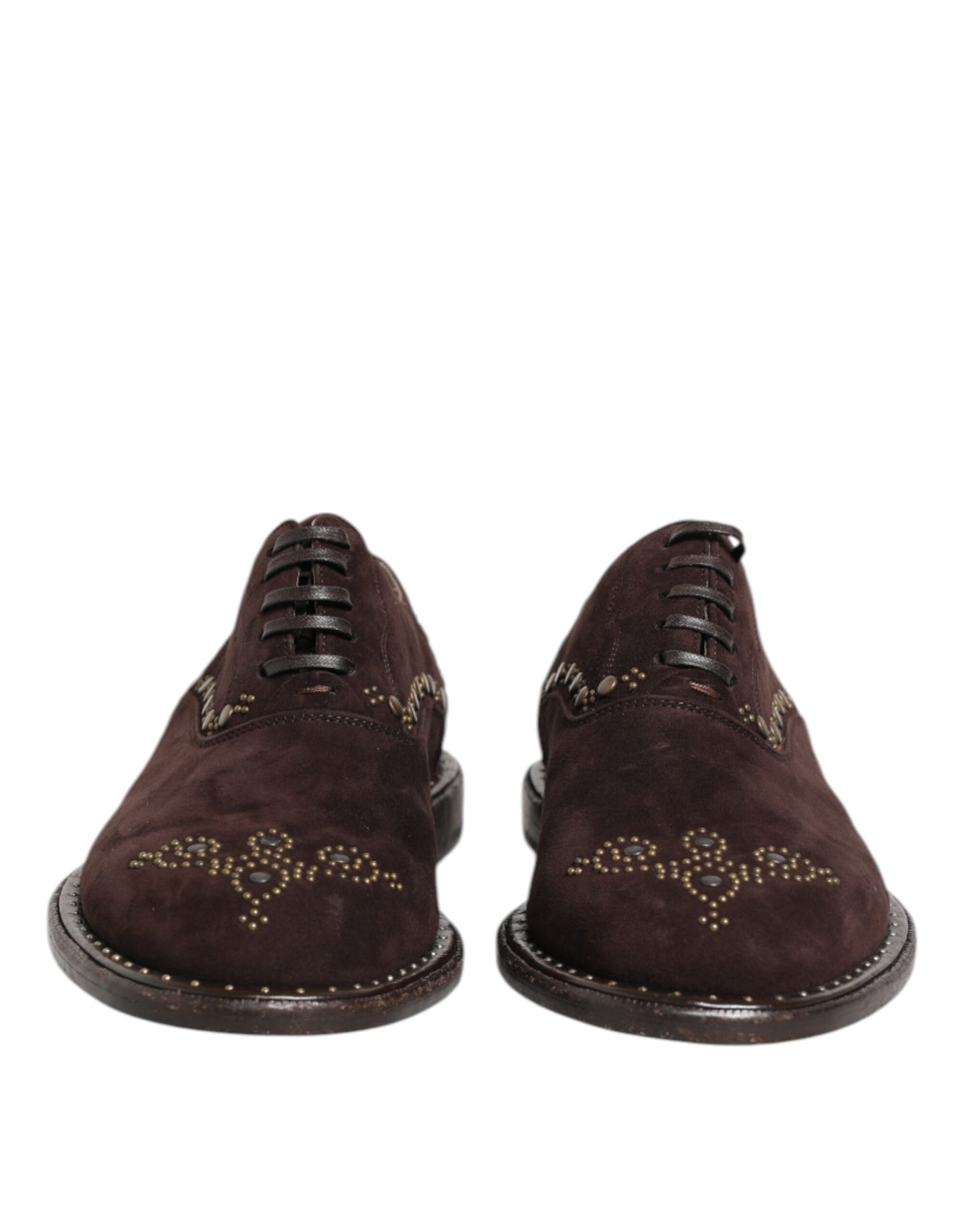 Braune Oxford-Schuhe aus Samt mit Schnürung