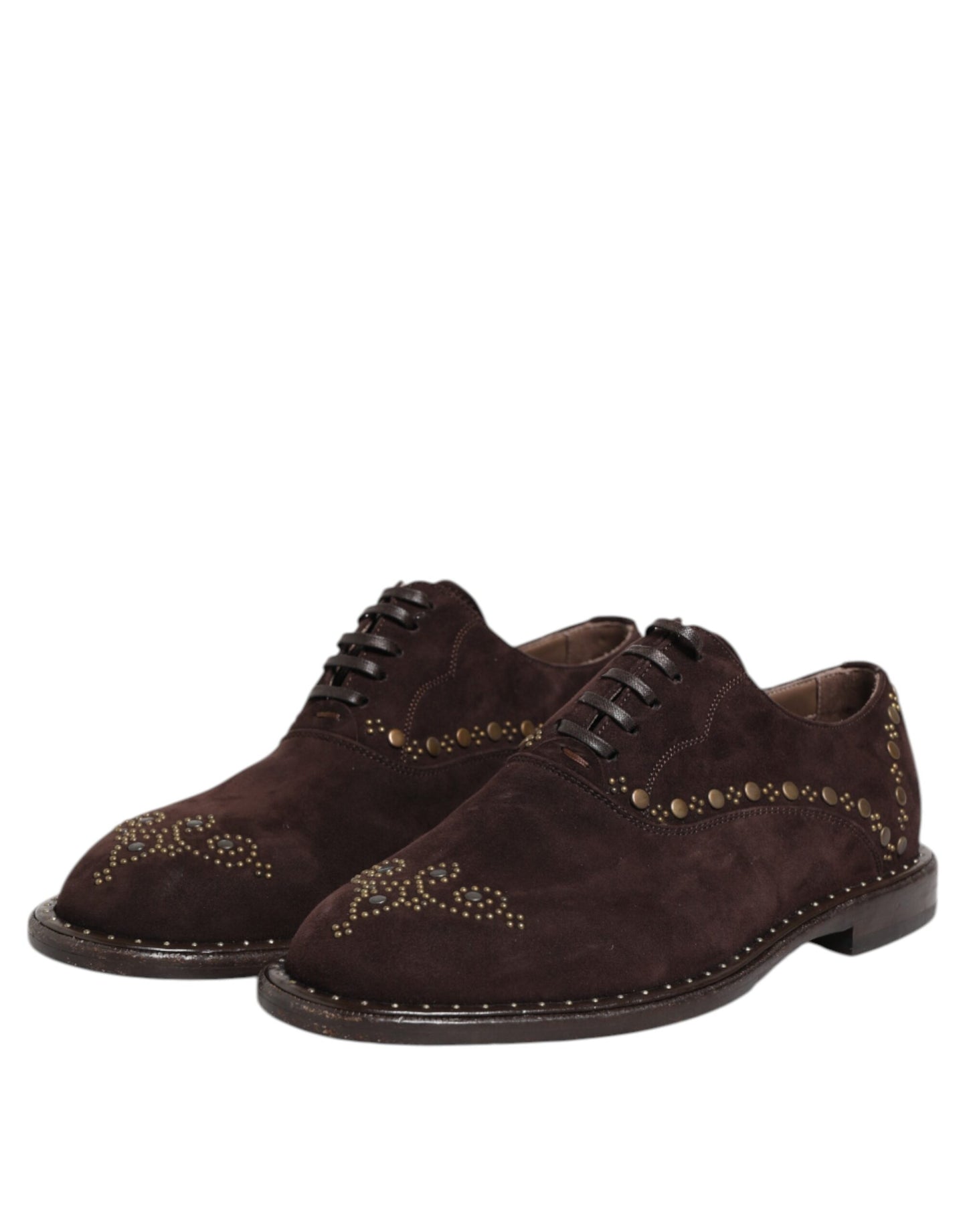 Braune Oxford-Schuhe aus Samt mit Schnürung