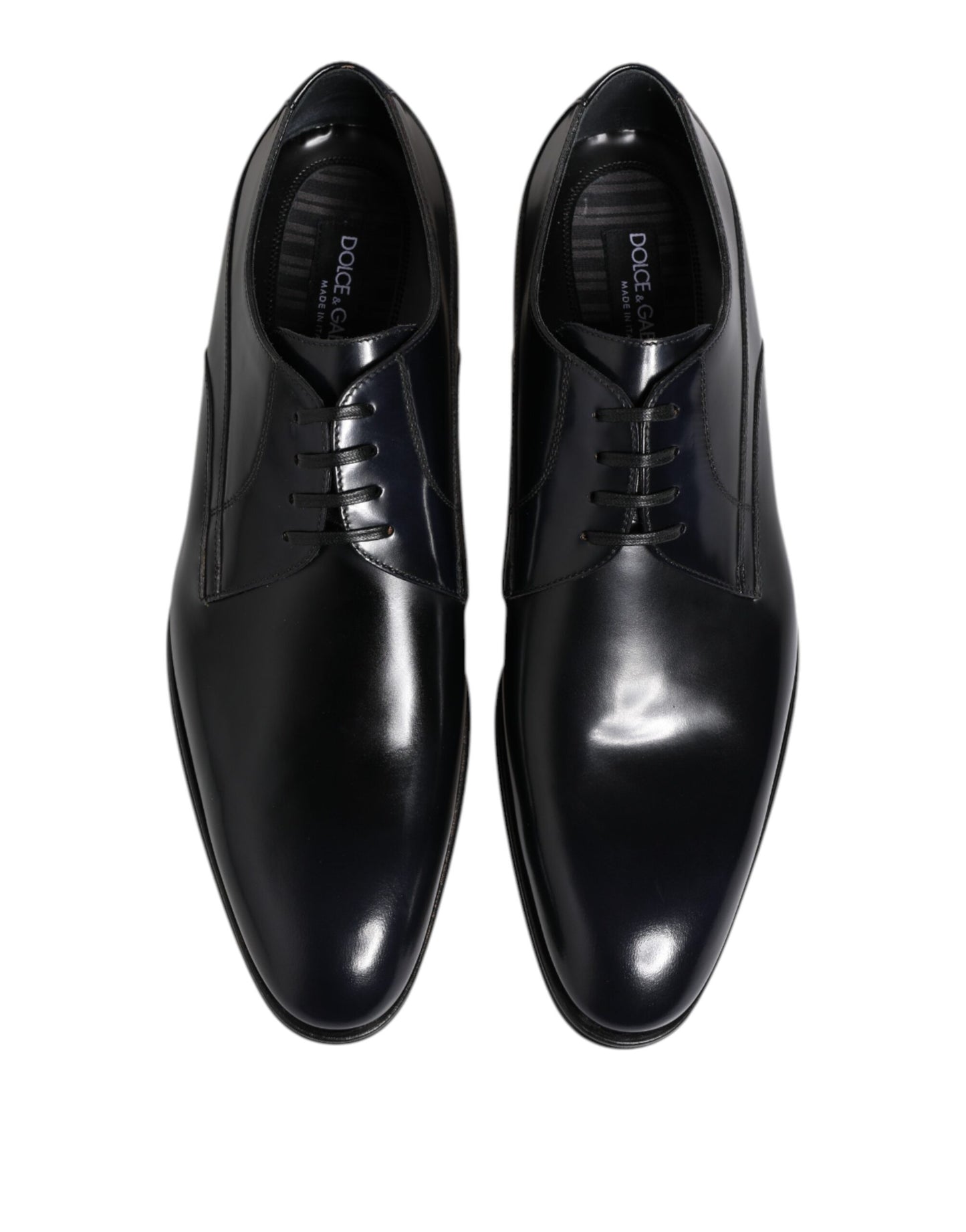 Marineblaue Derby-Schuhe aus Leder mit Schnürung
