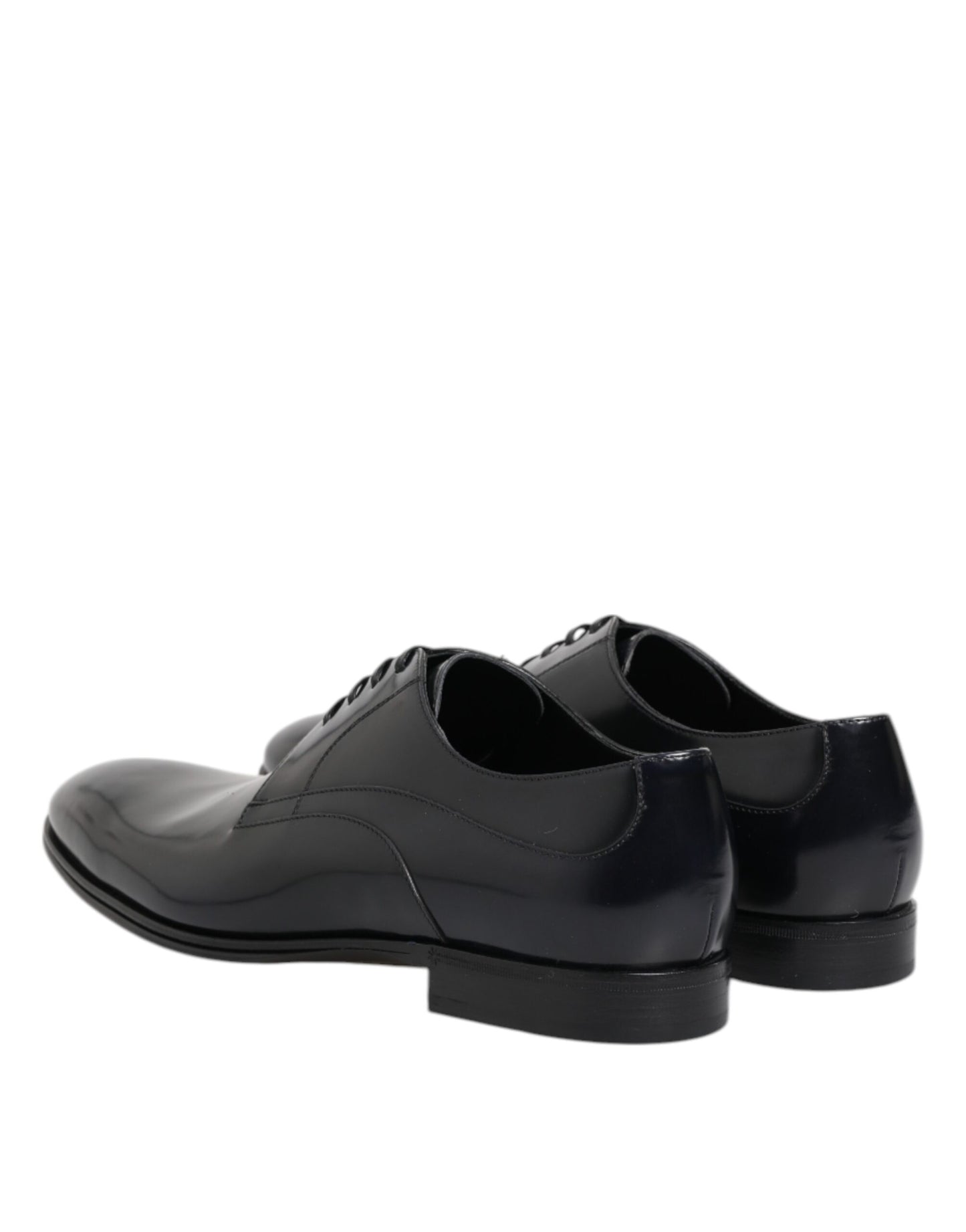 Marineblaue Derby-Schuhe aus Leder mit Schnürung