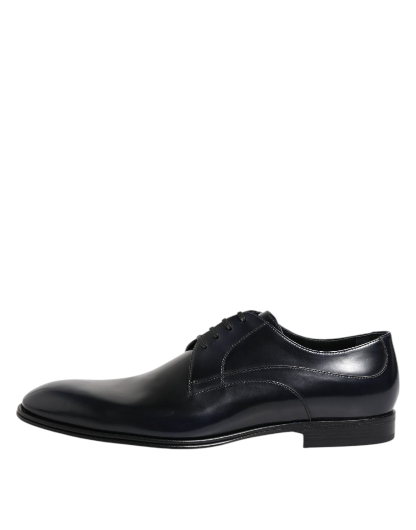 Marineblaue Derby-Schuhe aus Leder mit Schnürung