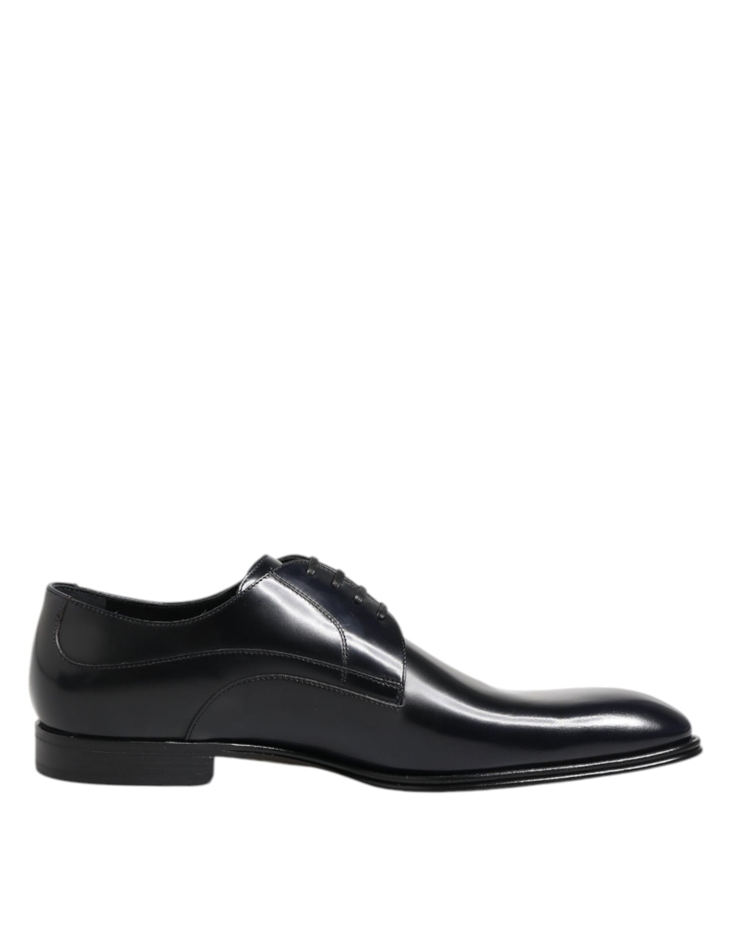 Marineblaue Derby-Schuhe aus Leder mit Schnürung