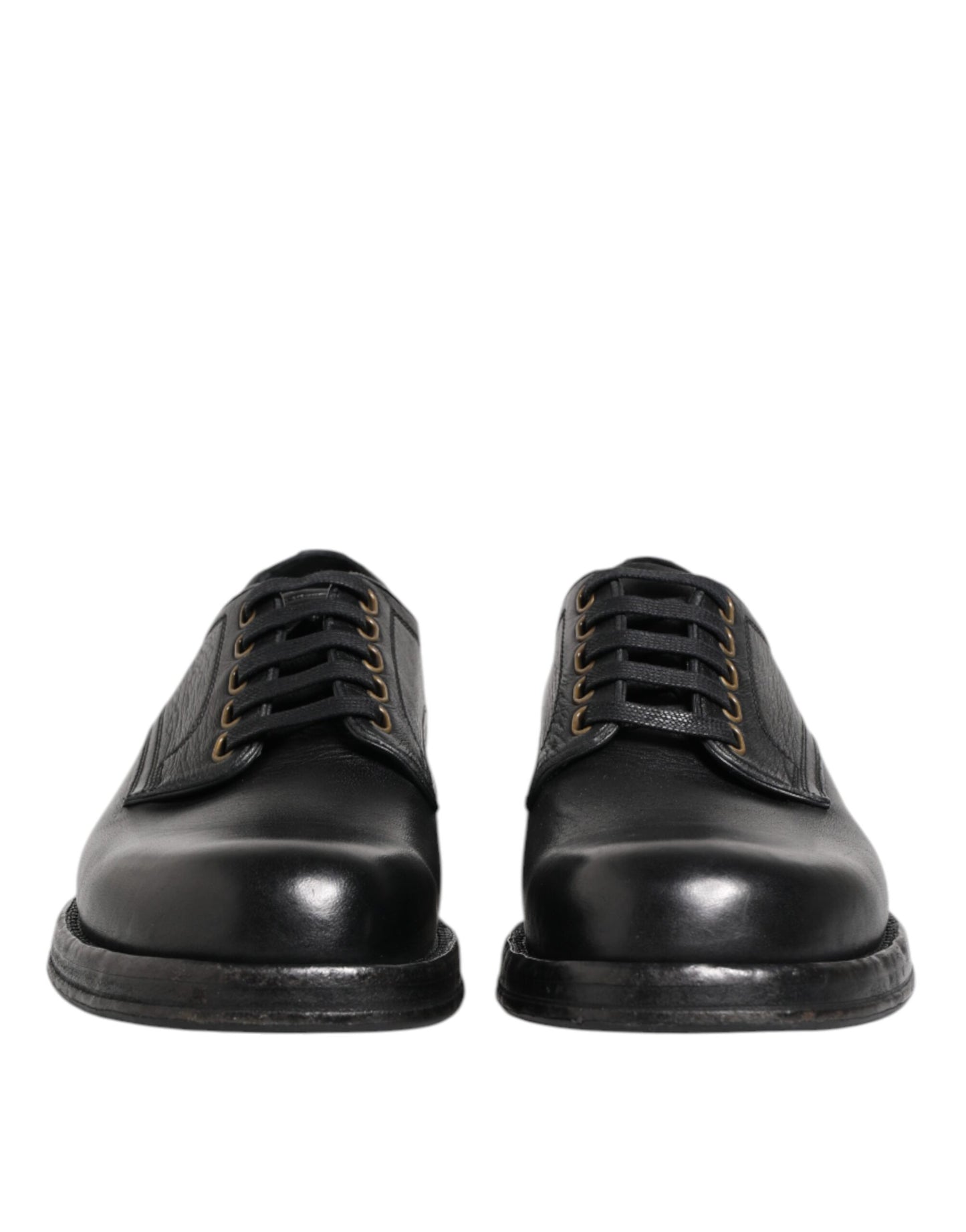 Schwarze Derby-Schuhe aus Leder mit Schnürung