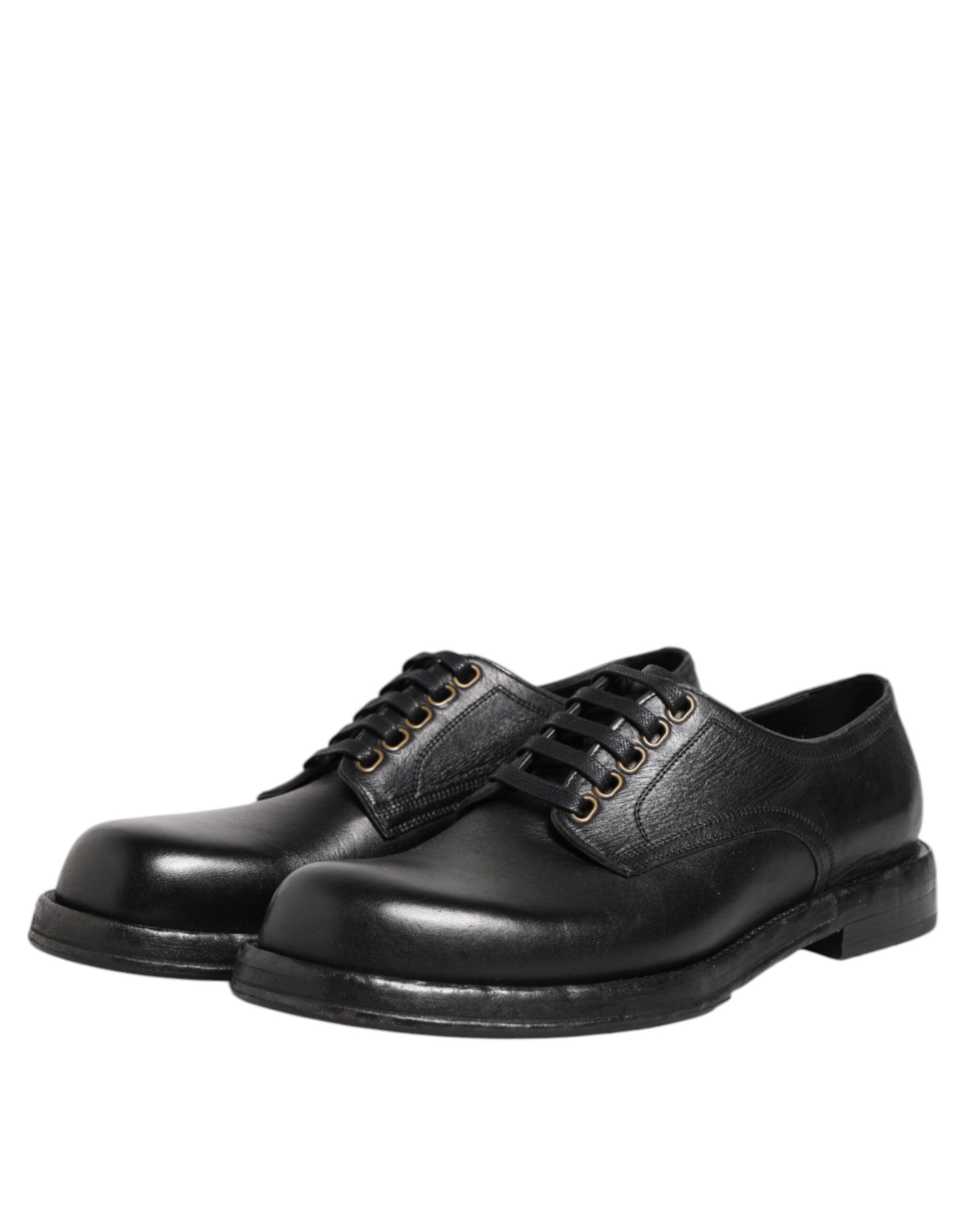 Schwarze Derby-Schuhe aus Leder mit Schnürung
