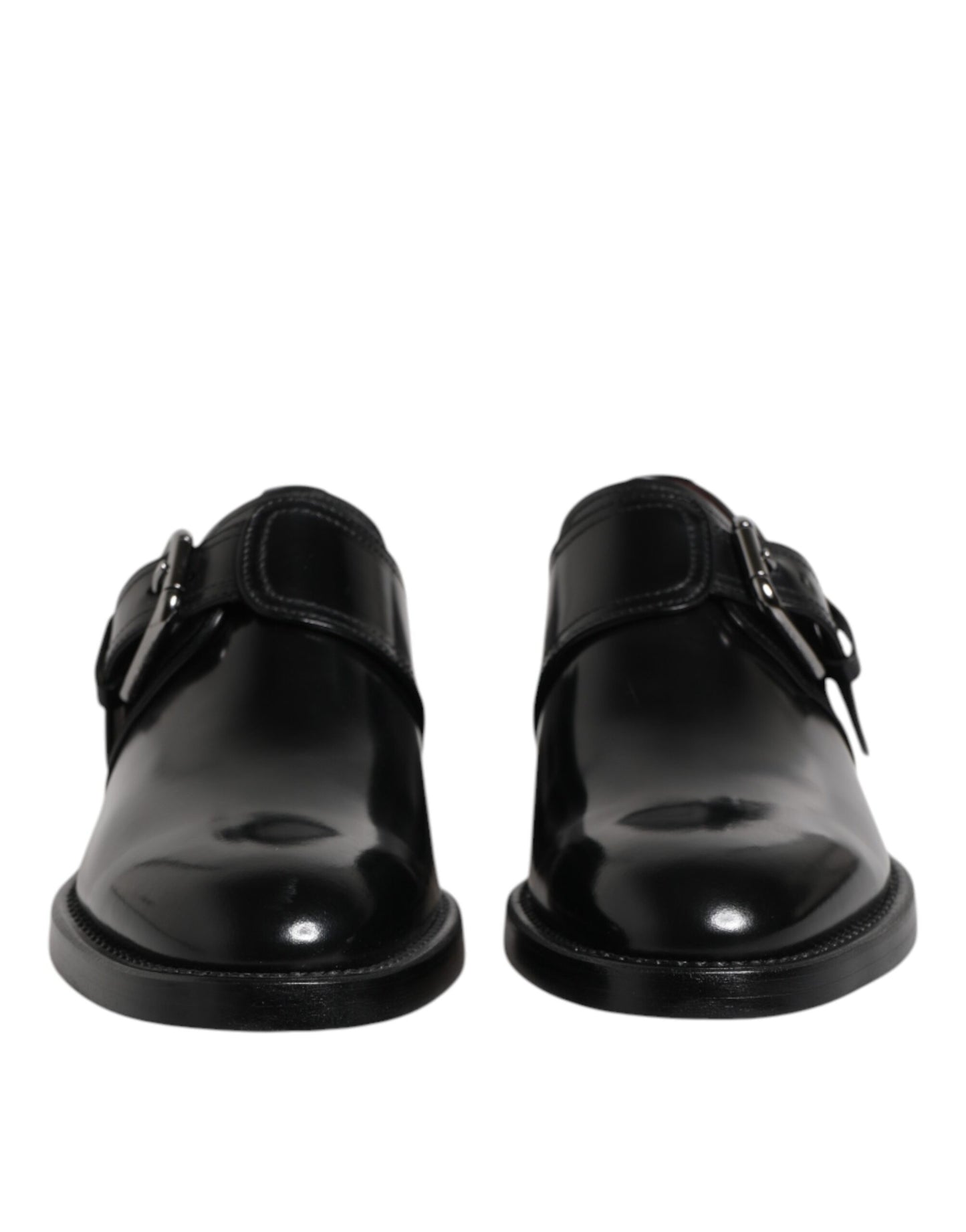 Schwarze formelle Derby-Schuhe aus Leder mit Monkstrap