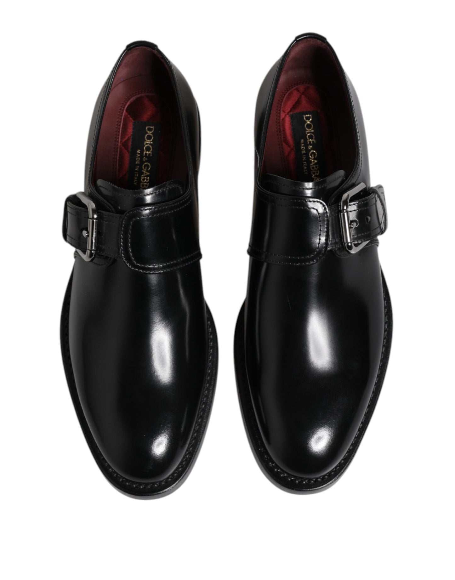 Schwarze formelle Derby-Schuhe aus Leder mit Monkstrap