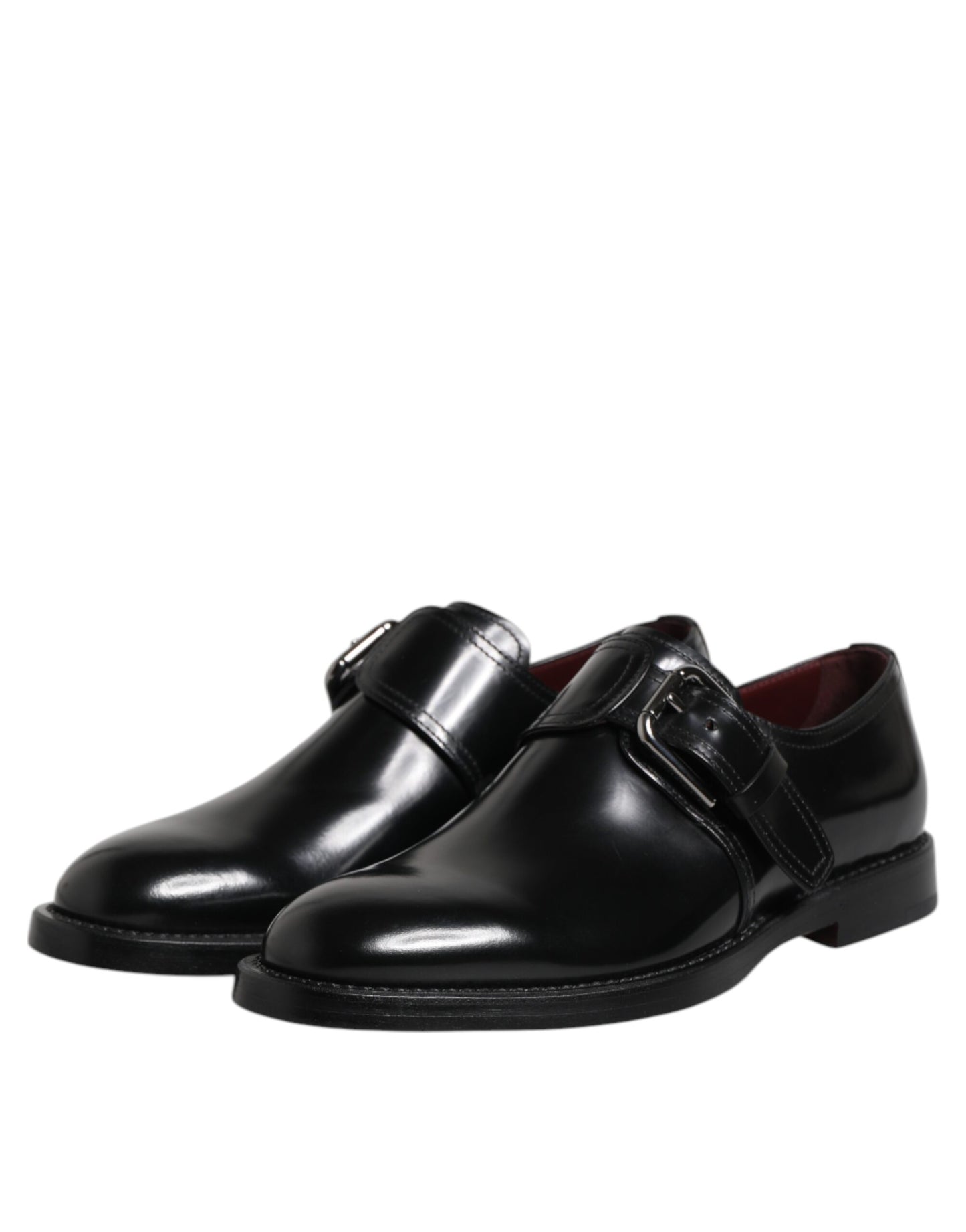 Schwarze formelle Derby-Schuhe aus Leder mit Monkstrap