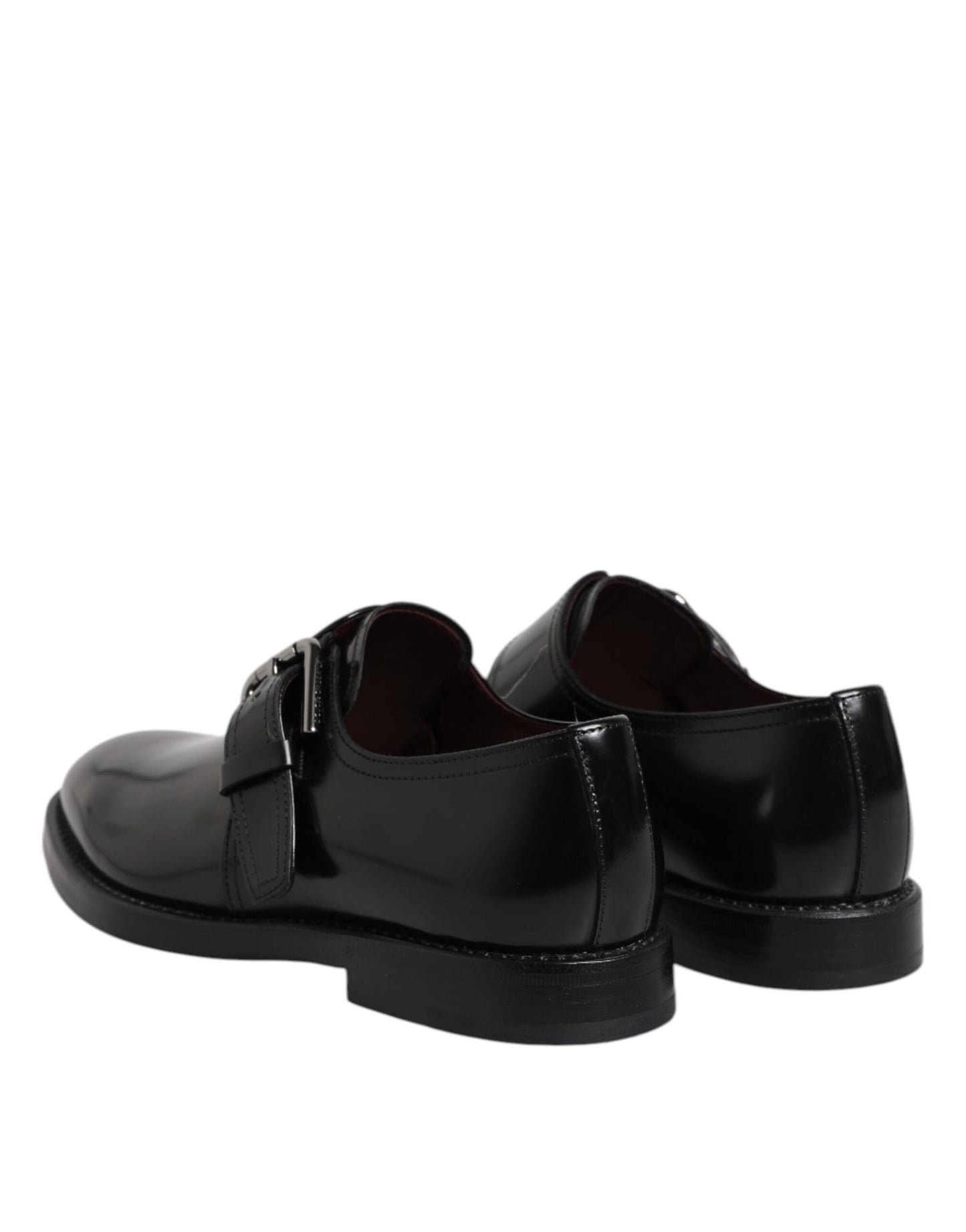 Schwarze formelle Derby-Schuhe aus Leder mit Monkstrap