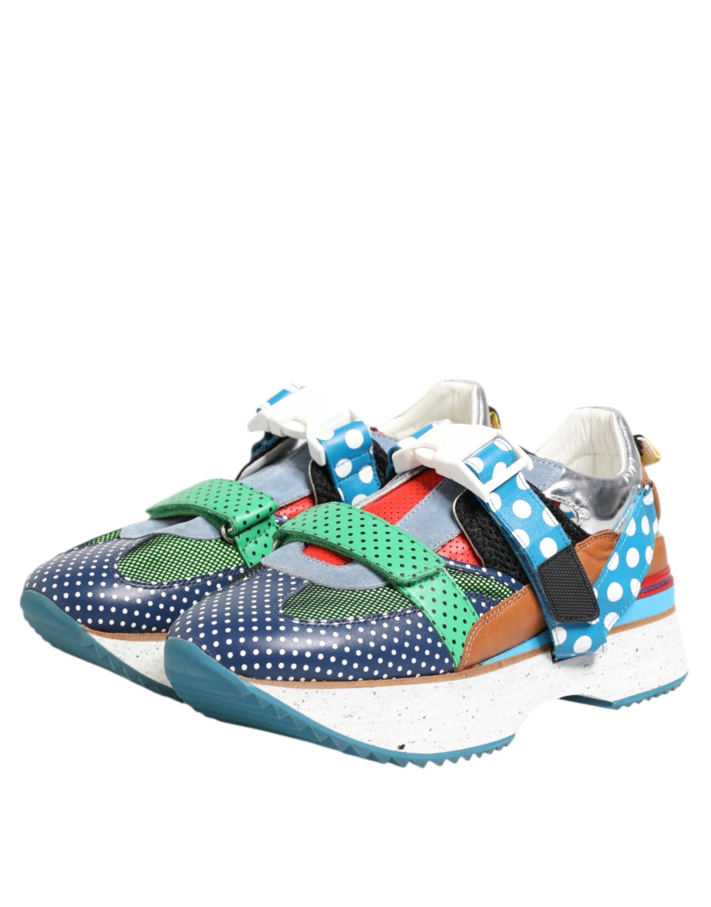 Mehrfarbige Low-Top-Sneakers aus Leder