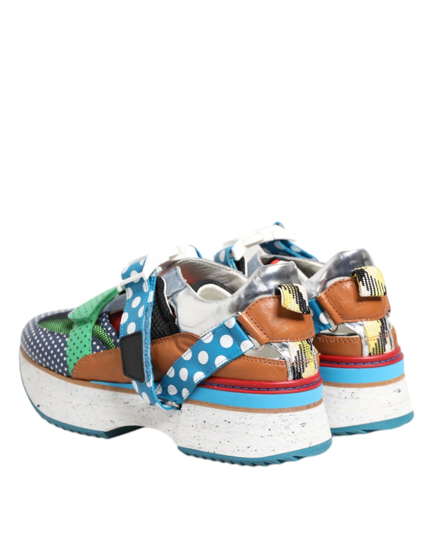 Mehrfarbige Low-Top-Sneakers aus Leder