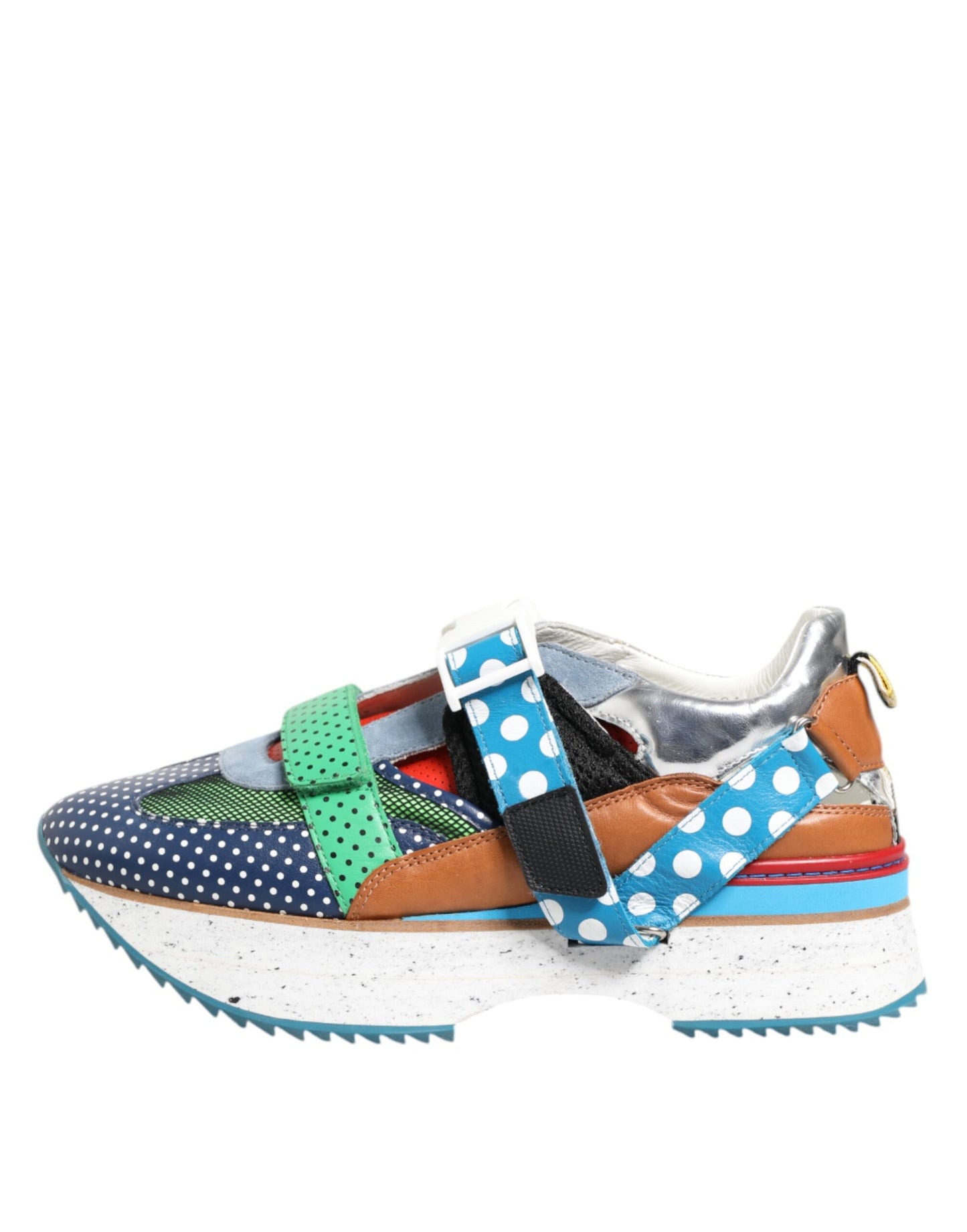 Mehrfarbige Low-Top-Sneakers aus Leder