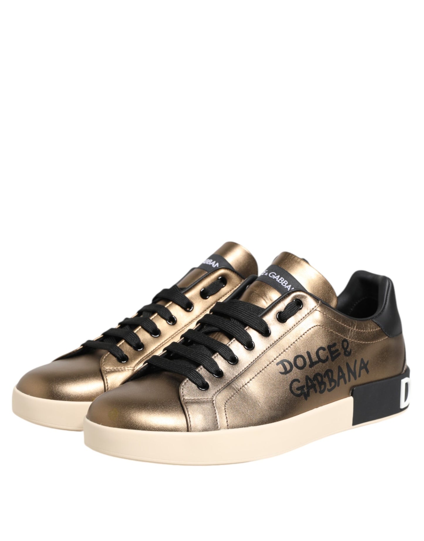Goldfarbene Portofino Leder Low Top Sneakers