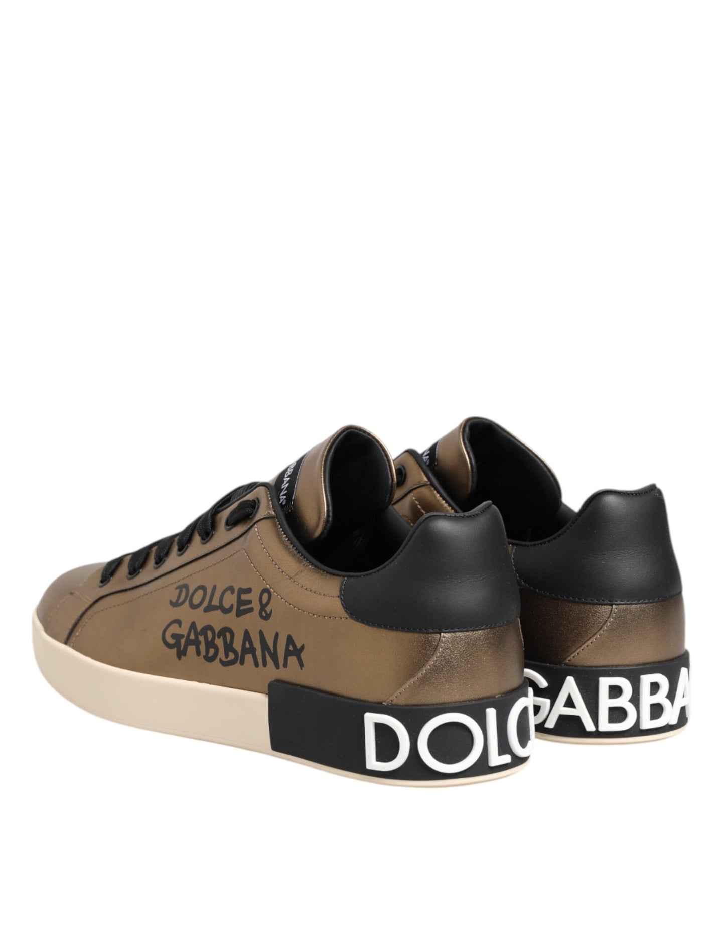 Goldfarbene Portofino Leder Low Top Sneakers