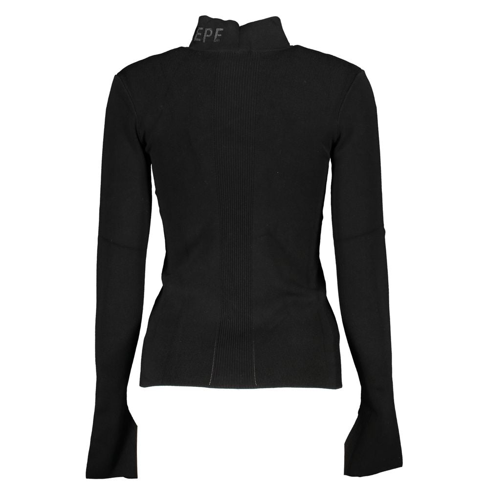 Schwarzer Baumwollpullover