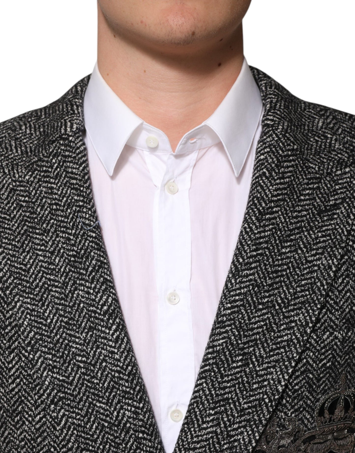 Schwarz-weißer zweireihiger Herrenanzug-Blazer