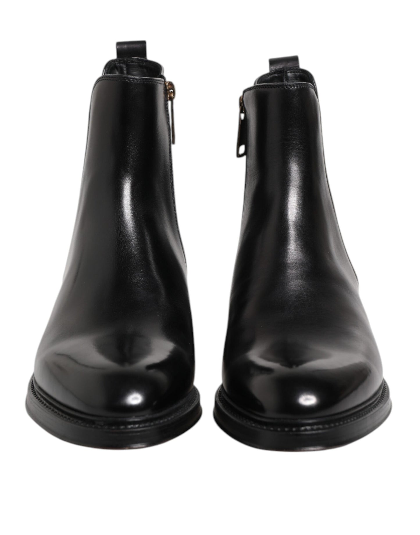 Schwarze Chelsea-Stiefel aus Leder mit mittlerer Wadenhöhe