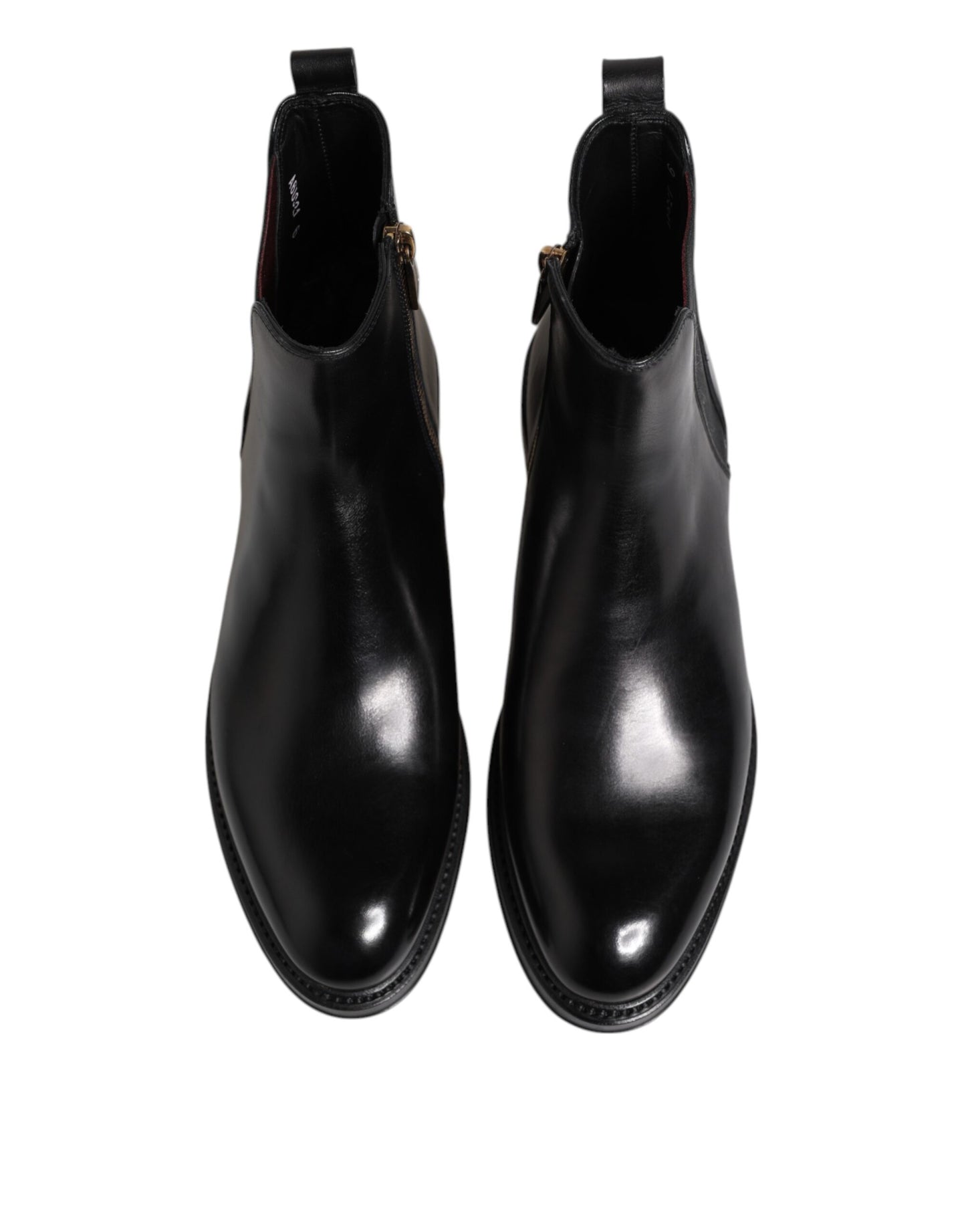 Schwarze Chelsea-Stiefel aus Leder mit mittlerer Wadenhöhe