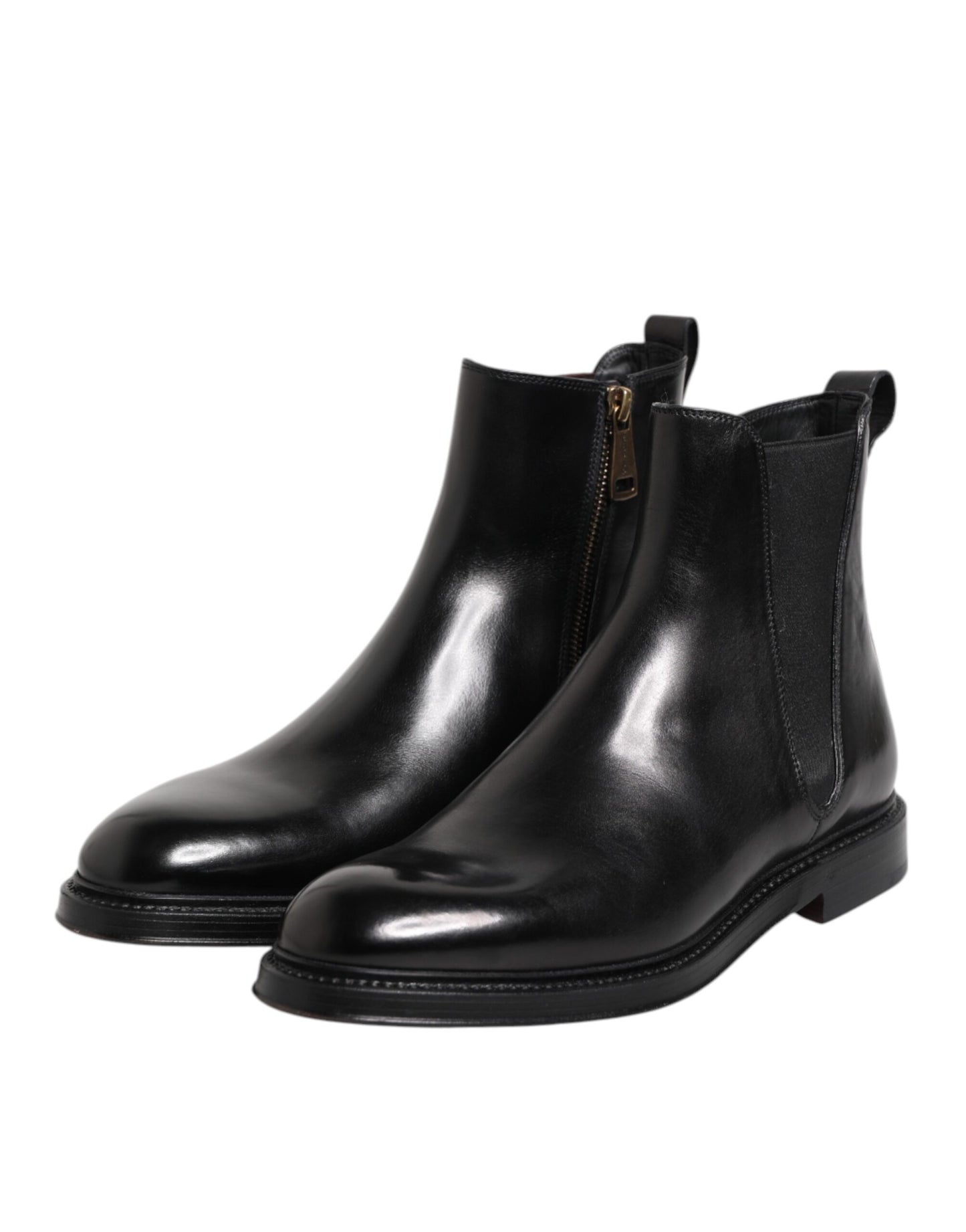 Schwarze Chelsea-Stiefel aus Leder mit mittlerer Wadenhöhe