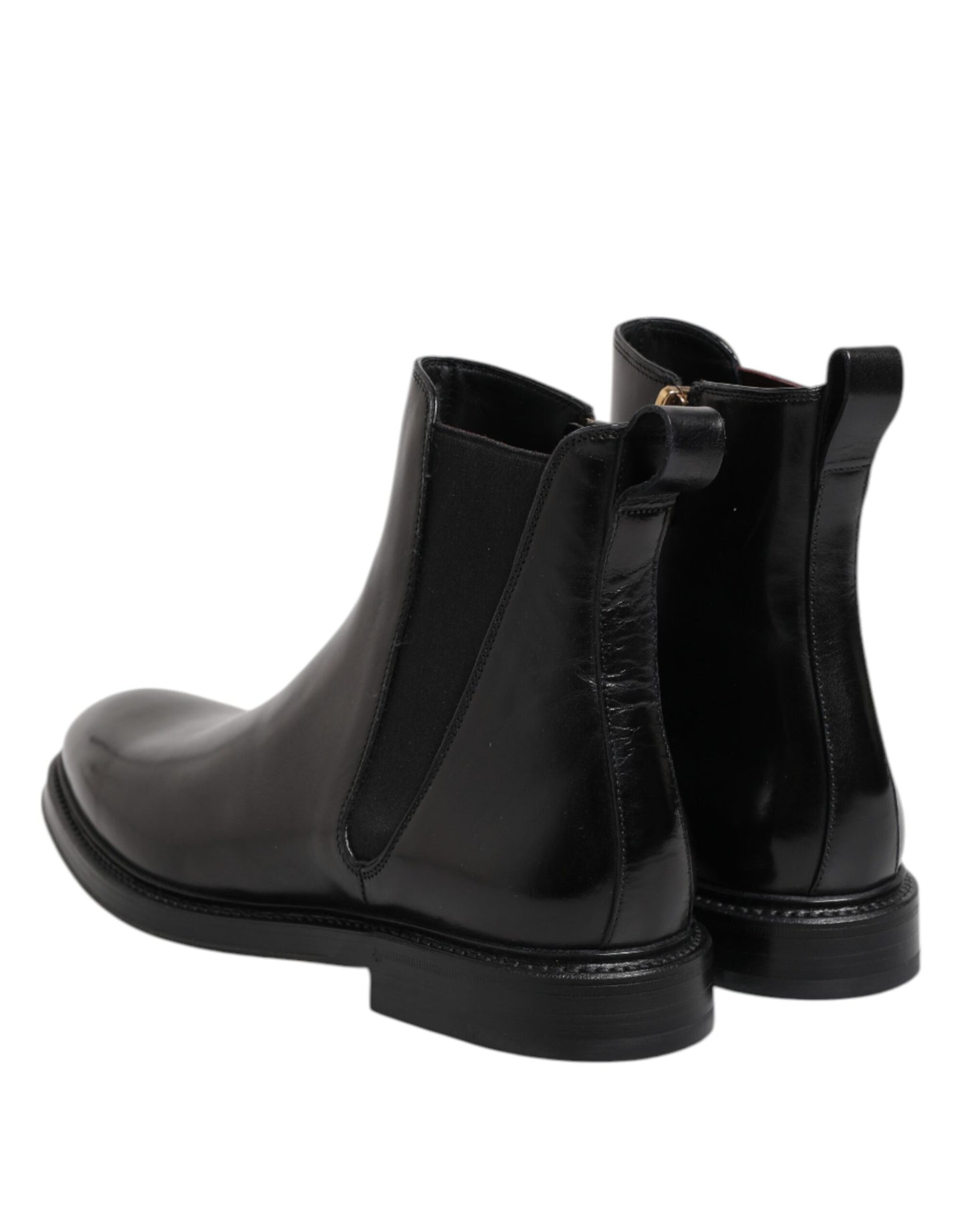 Schwarze Chelsea-Stiefel aus Leder mit mittlerer Wadenhöhe