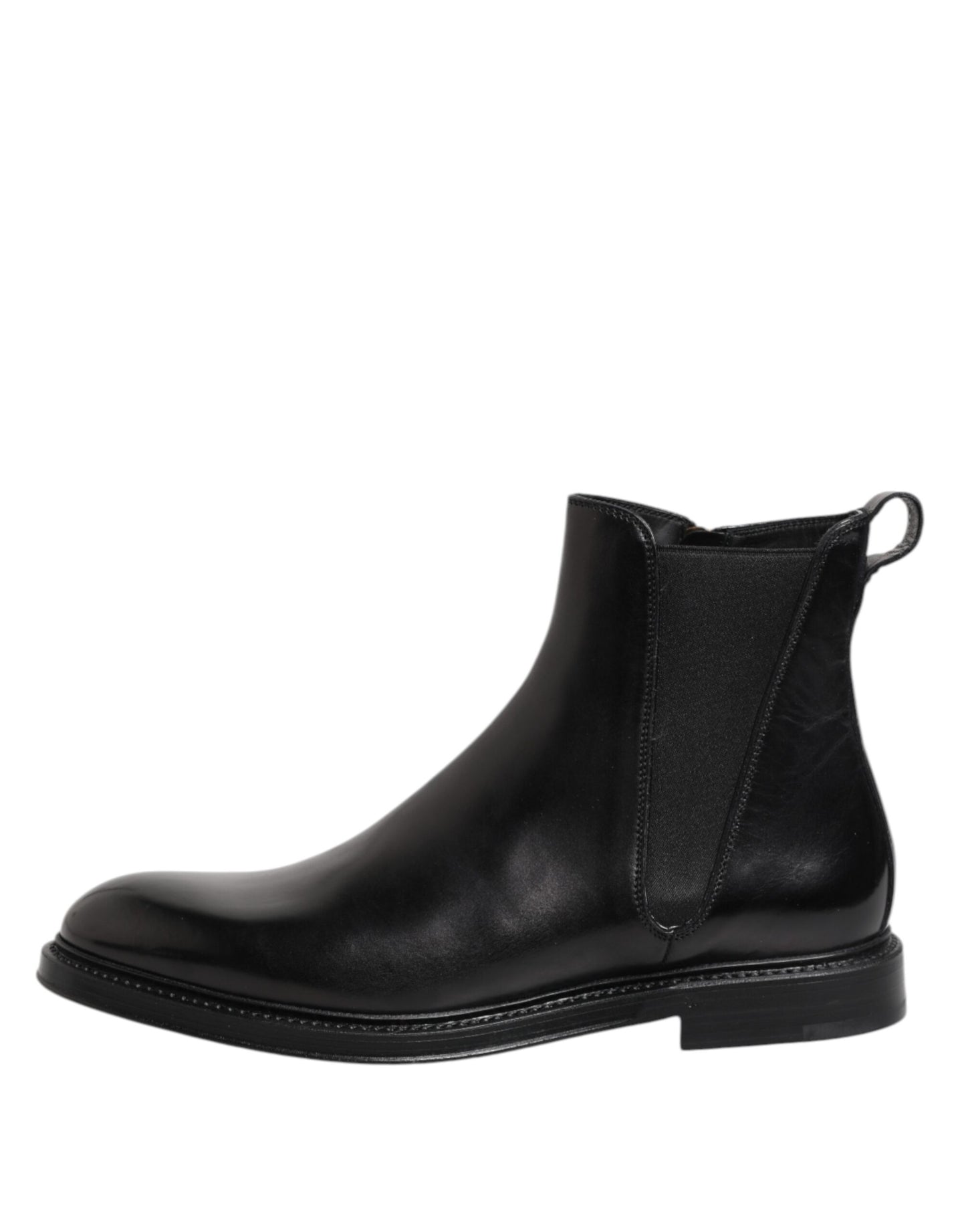 Schwarze Chelsea-Stiefel aus Leder mit mittlerer Wadenhöhe