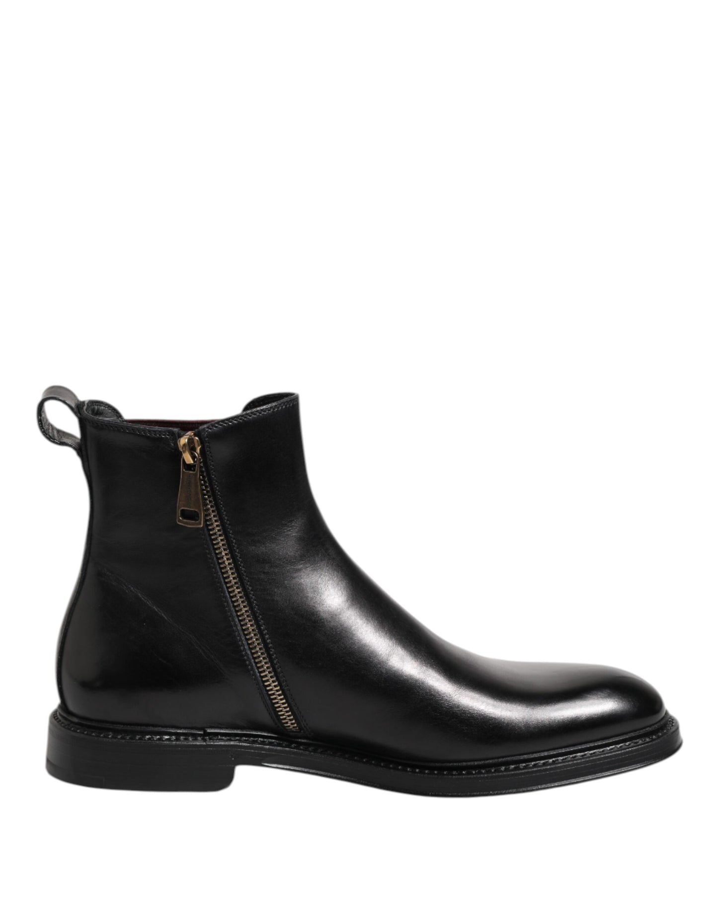 Schwarze Chelsea-Stiefel aus Leder mit mittlerer Wadenhöhe