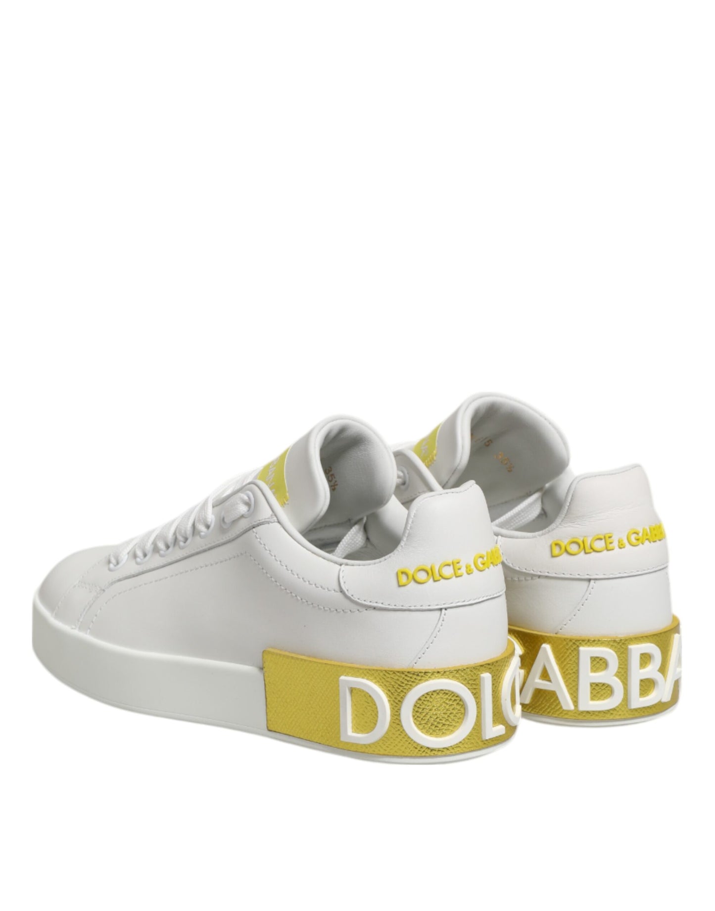Weiß Gelb Leder Low Top Sneakers Schuhe