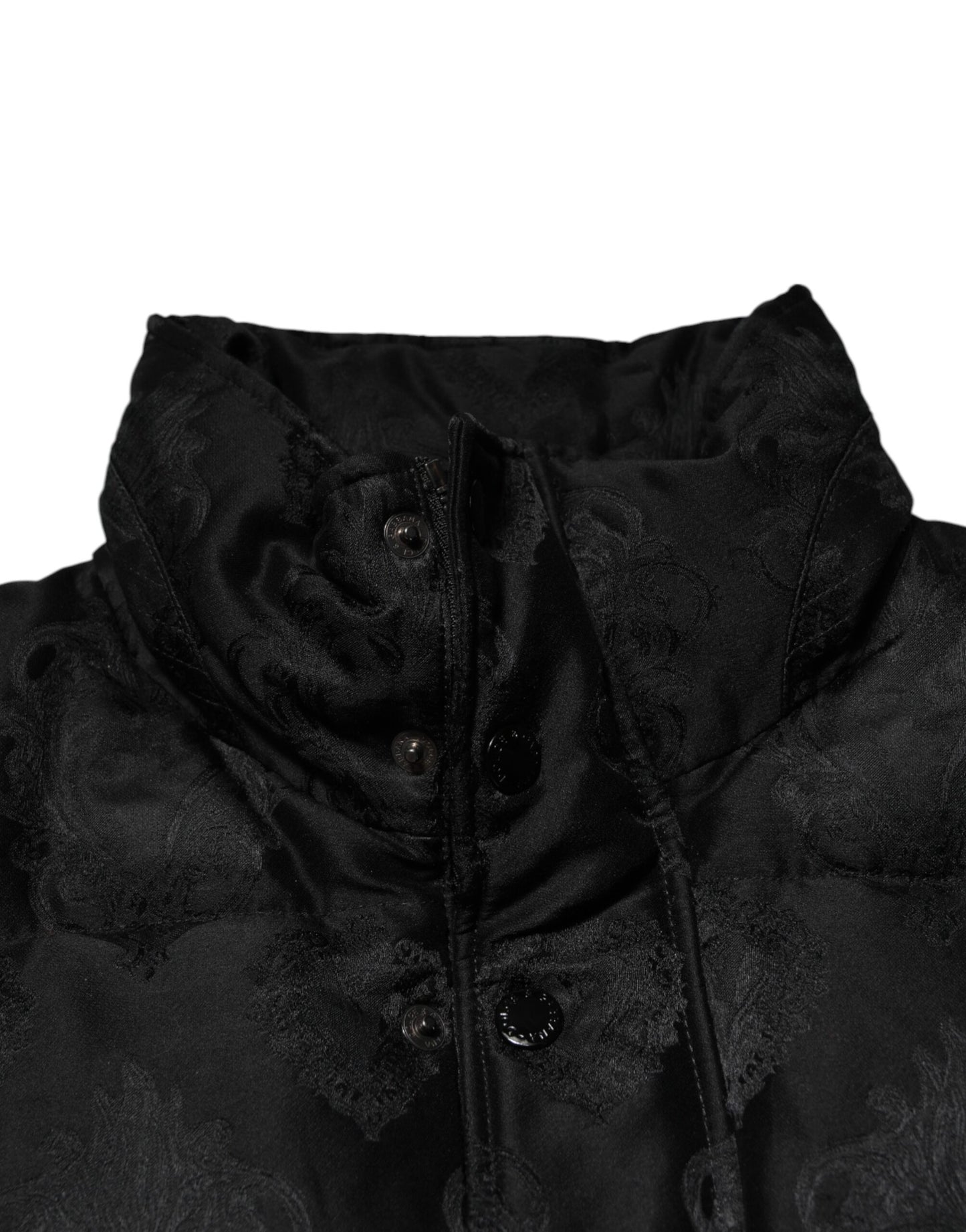 Schwarze, gesteppte Bomberjacke aus Jacquard