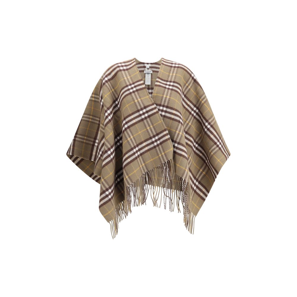 Kariertes Cape aus Wolle und Kaschmir